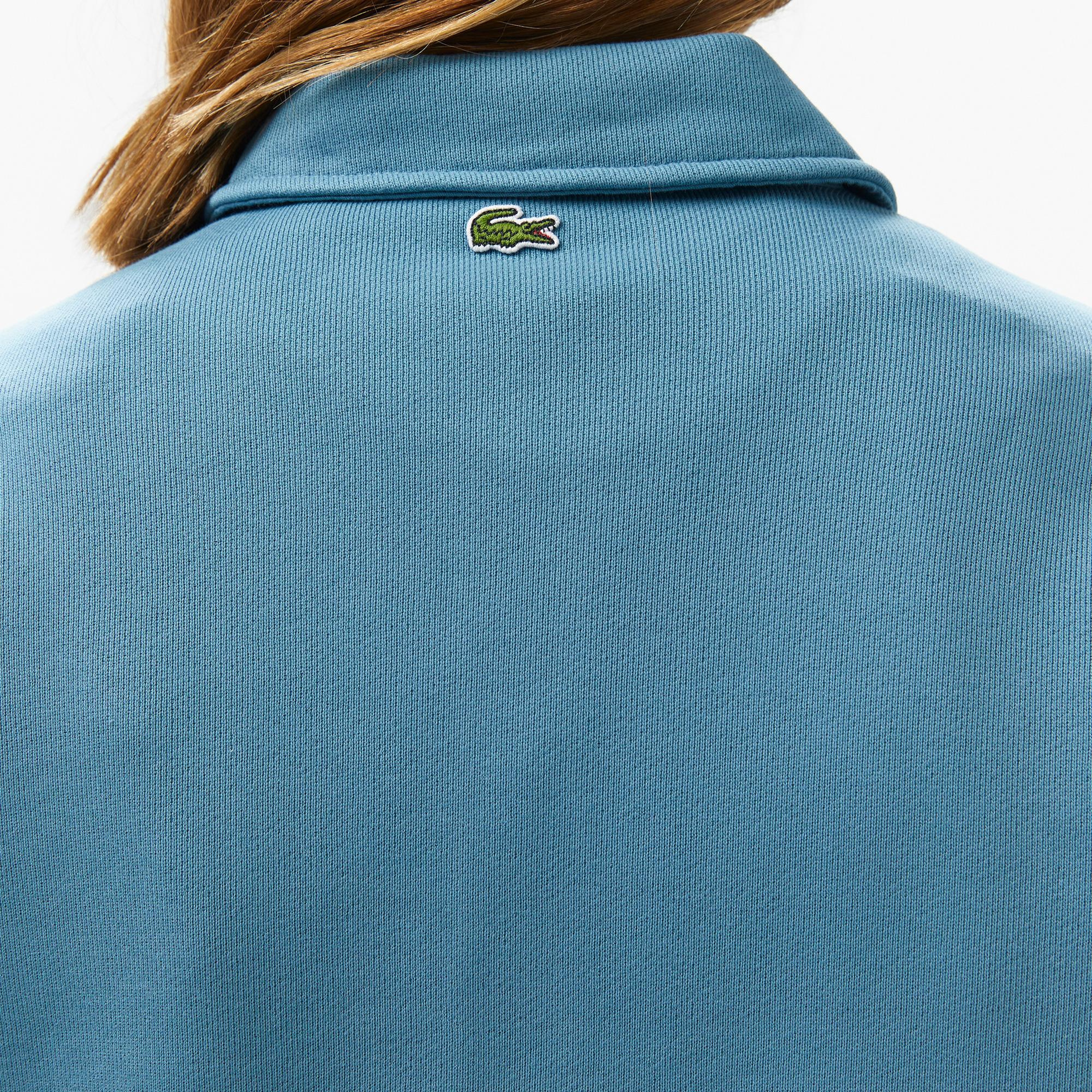 Kadın Relaxed Fit Polo Yaka Mavi Sweatshirt
