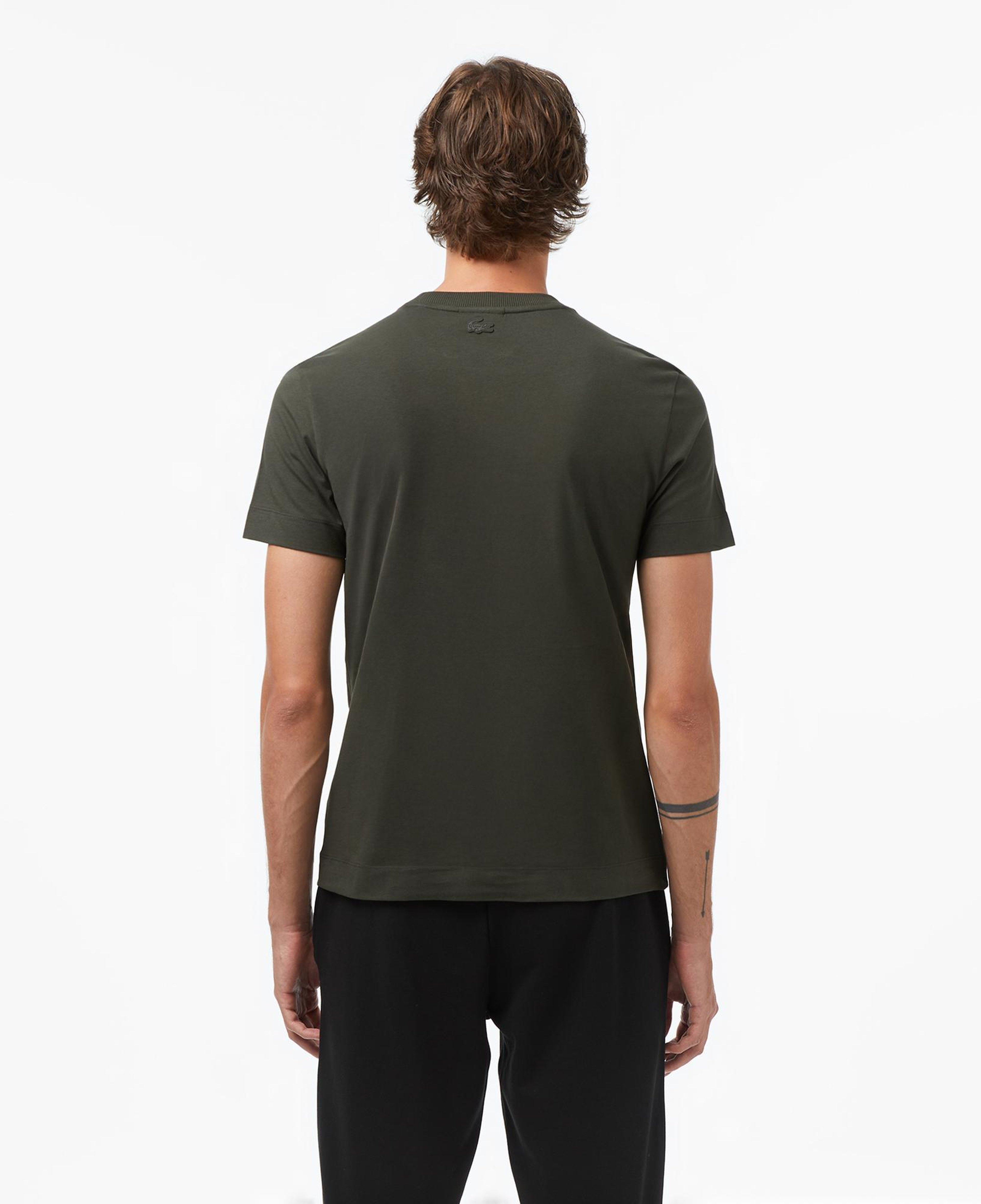 Erkek Bisiklet Yaka Baskılı Haki T-Shirt