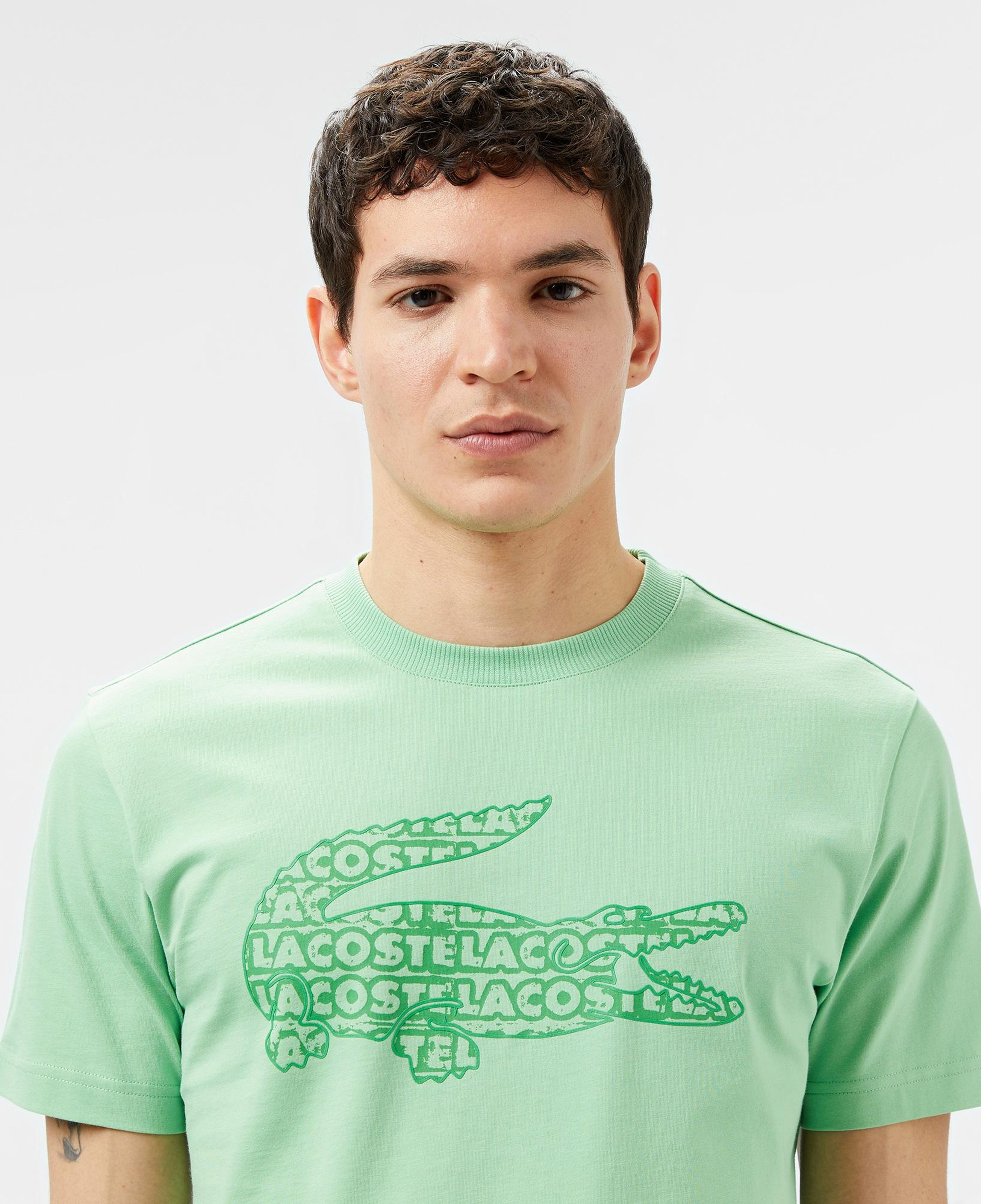 Erkek Regular Fit Bisiklet Yaka Baskılı Açık Yeşil T-Shirt