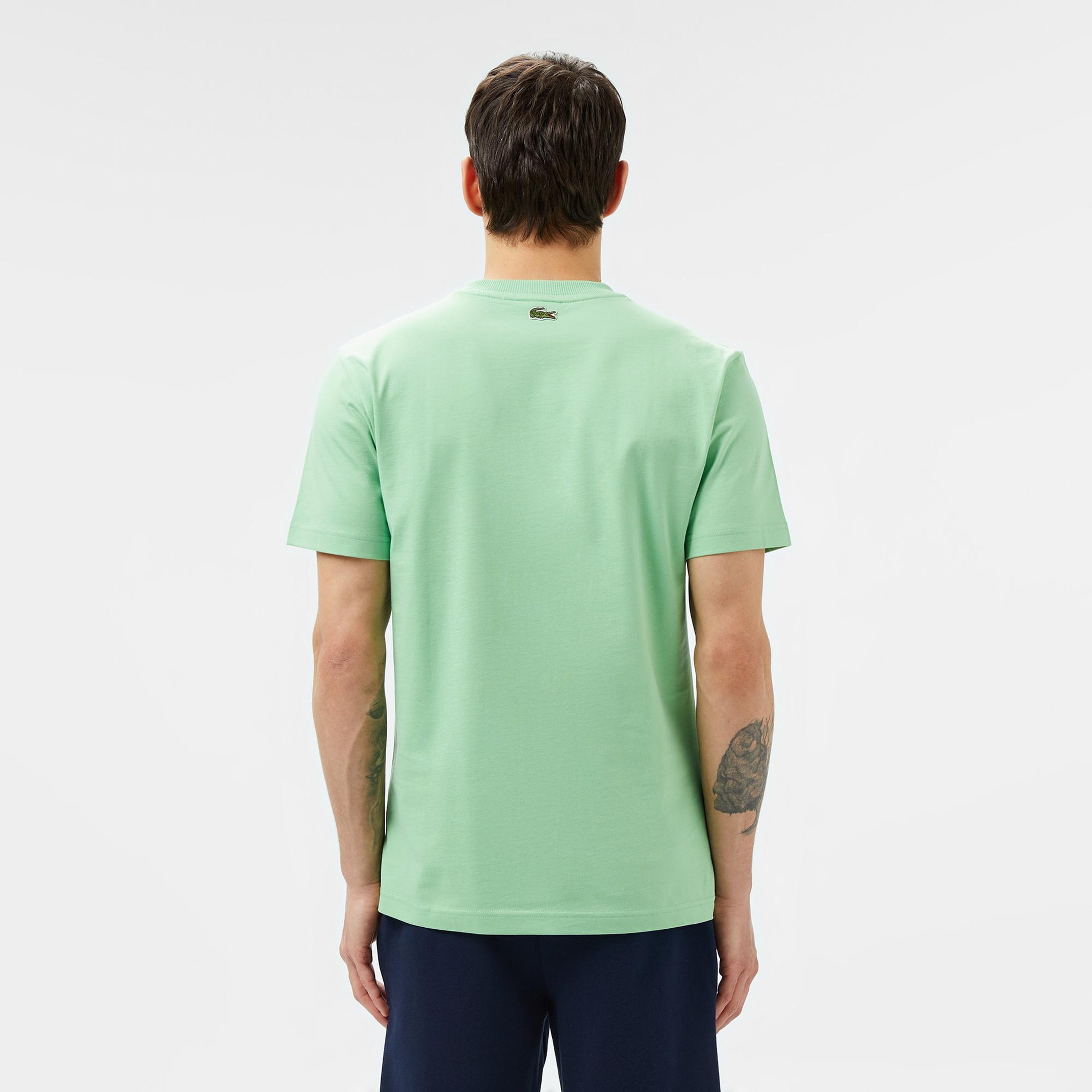 Erkek Regular Fit Bisiklet Yaka Baskılı Açık Yeşil T-Shirt