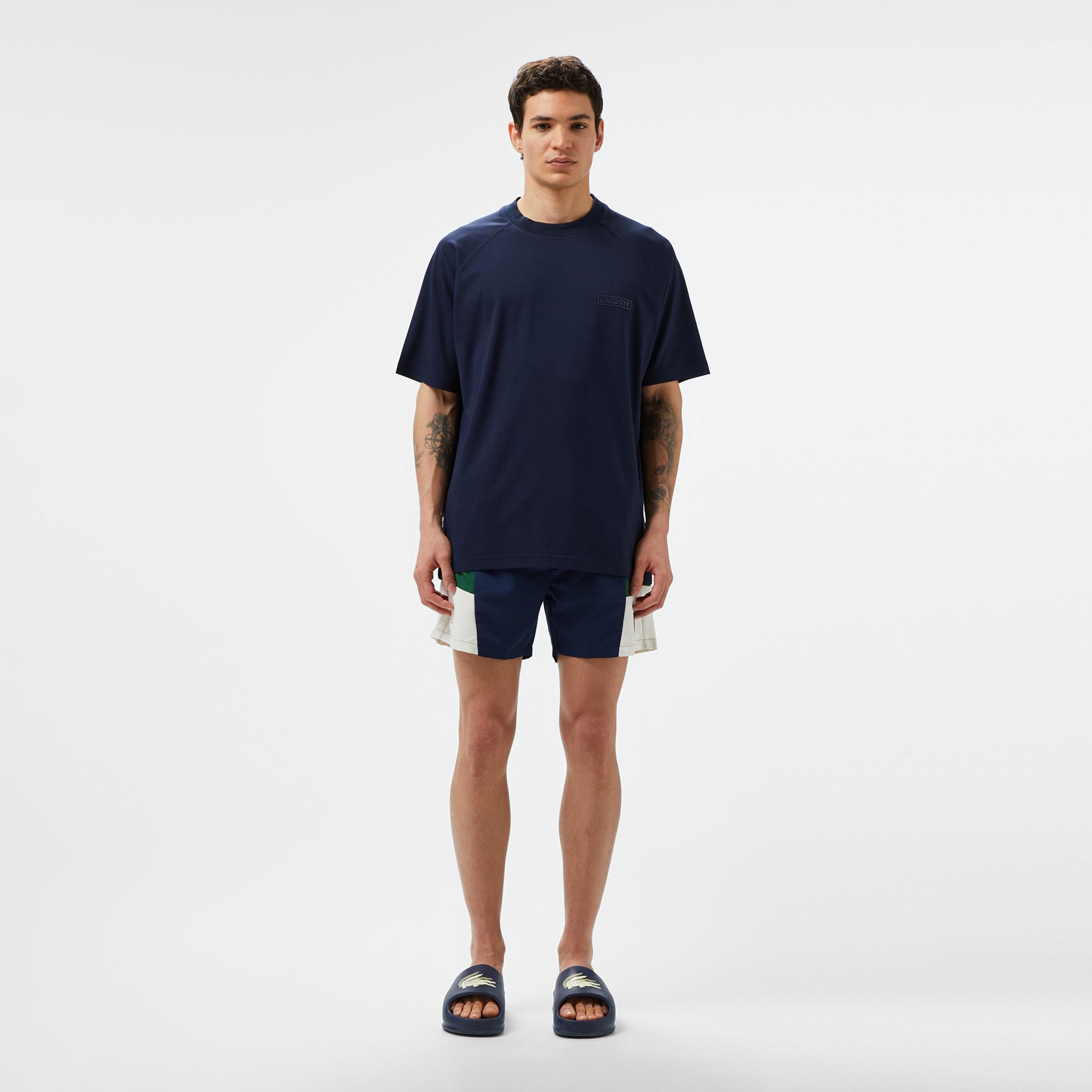 Erkek Oversize Fit Bisiklet Yaka Lacivert T-Shirt