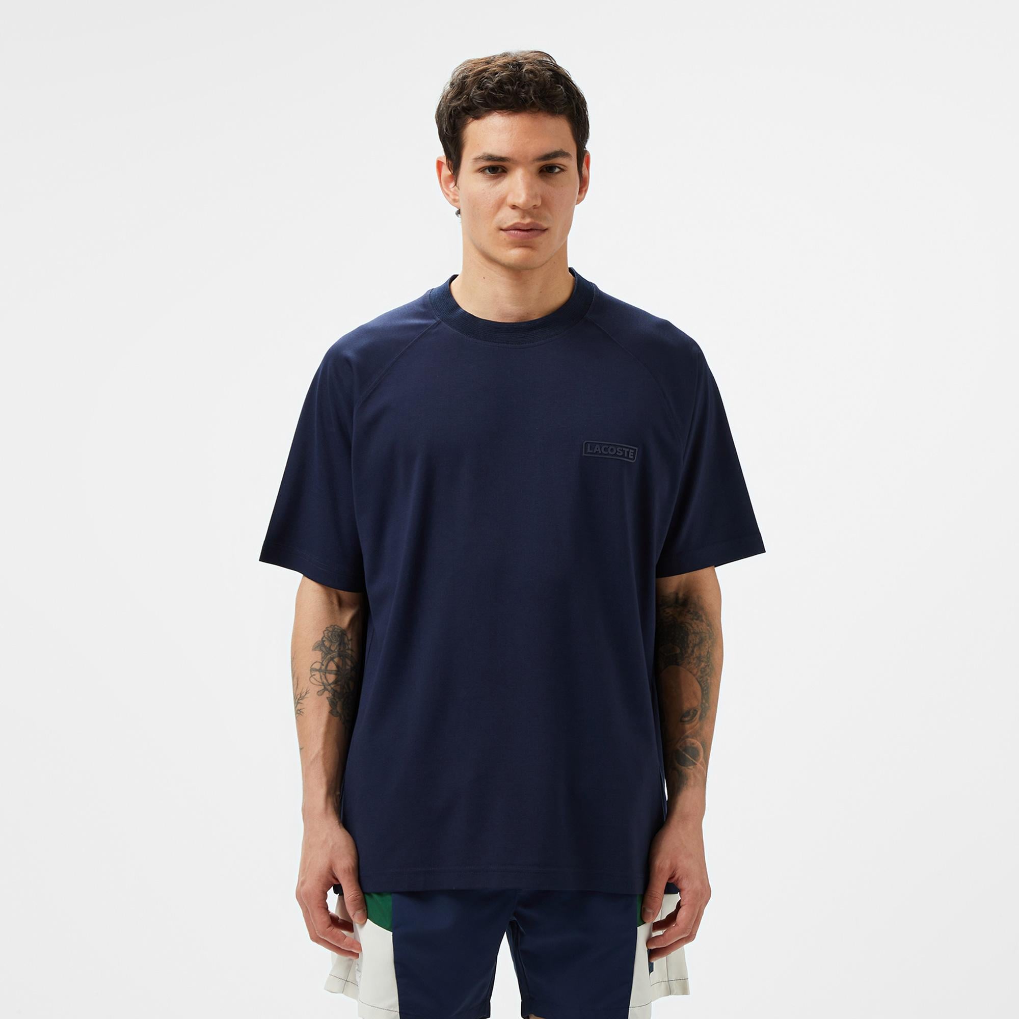 Erkek Oversize Fit Bisiklet Yaka Lacivert T-Shirt