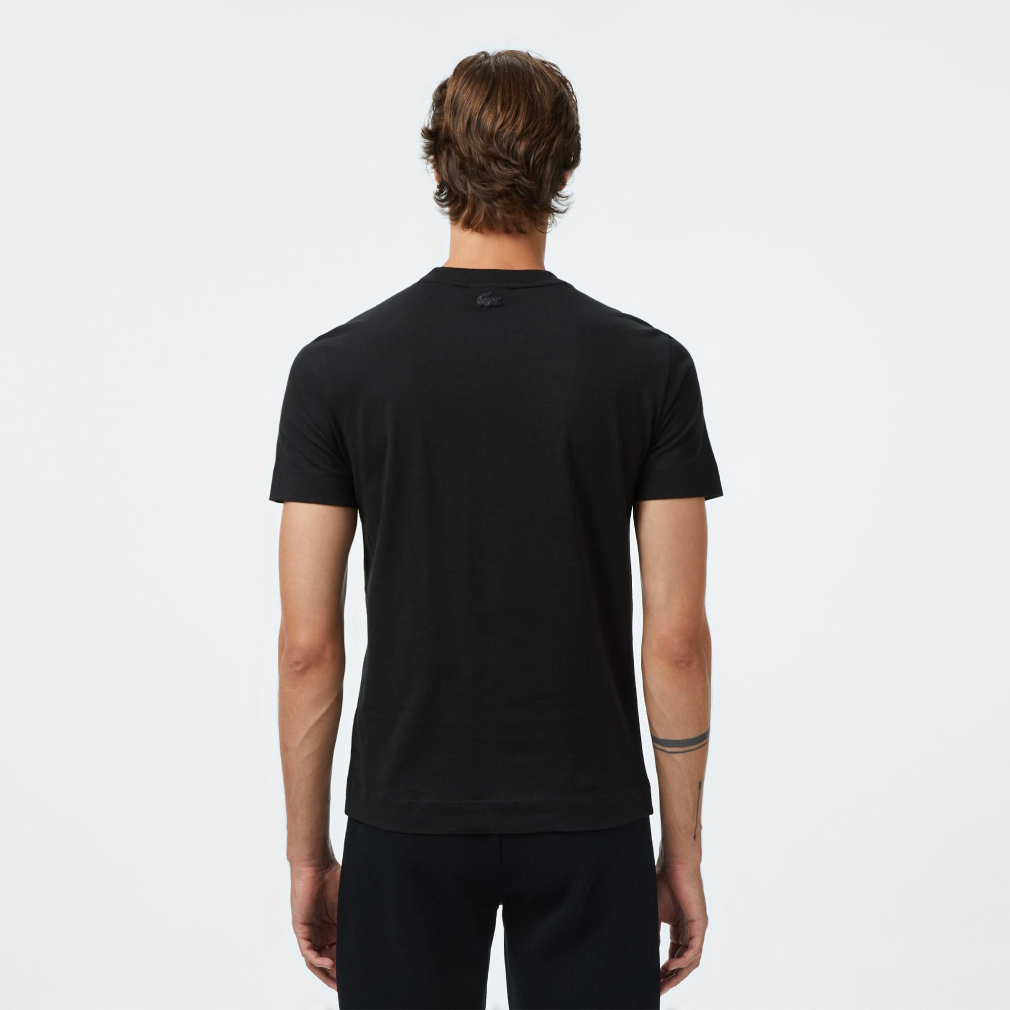 Erkek Regular Fit Bisiklet Yaka Baskılı Siyah T-Shirt
