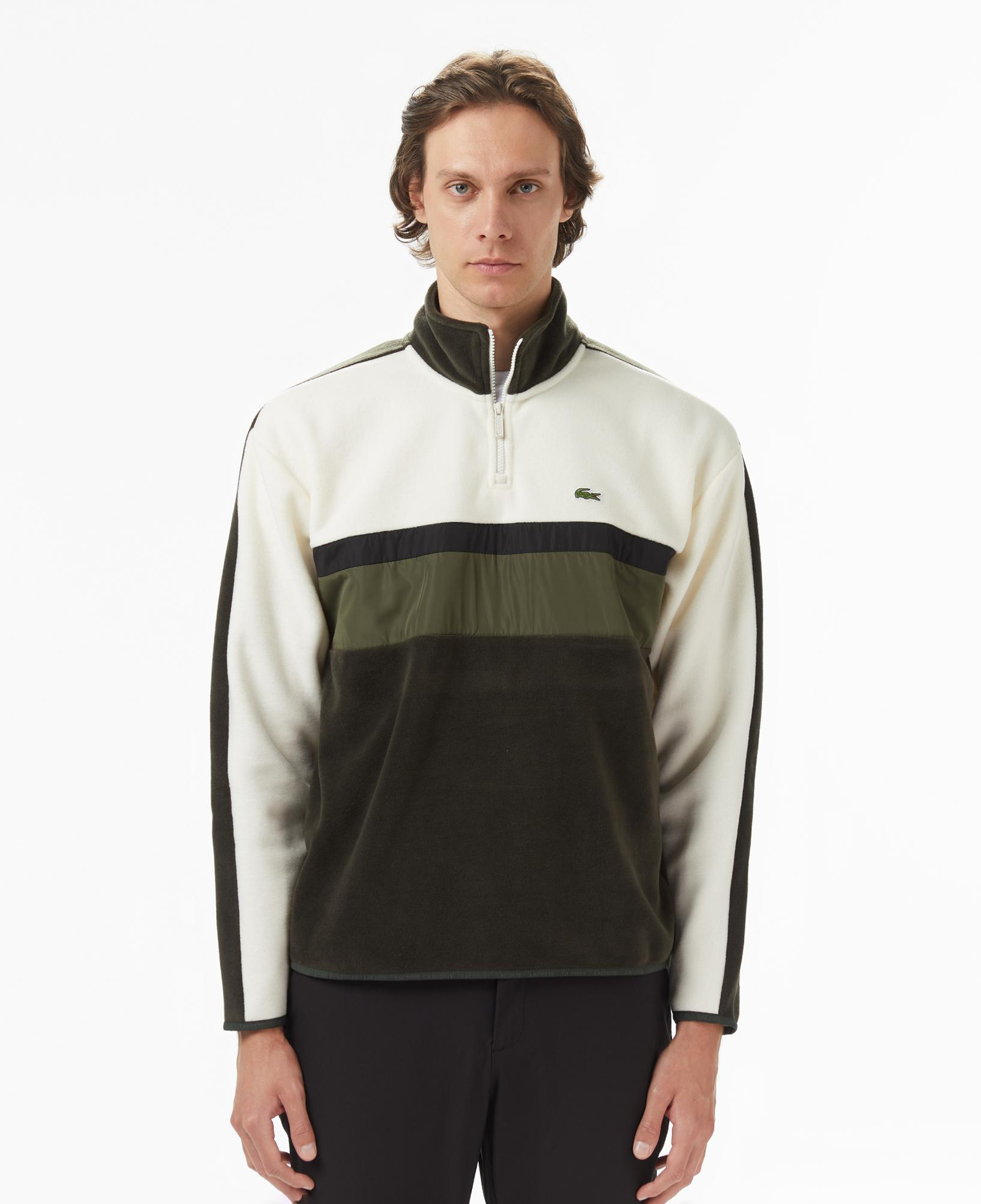 Erkek Loose Fit Renk Bloklu Haki Sweatshirt