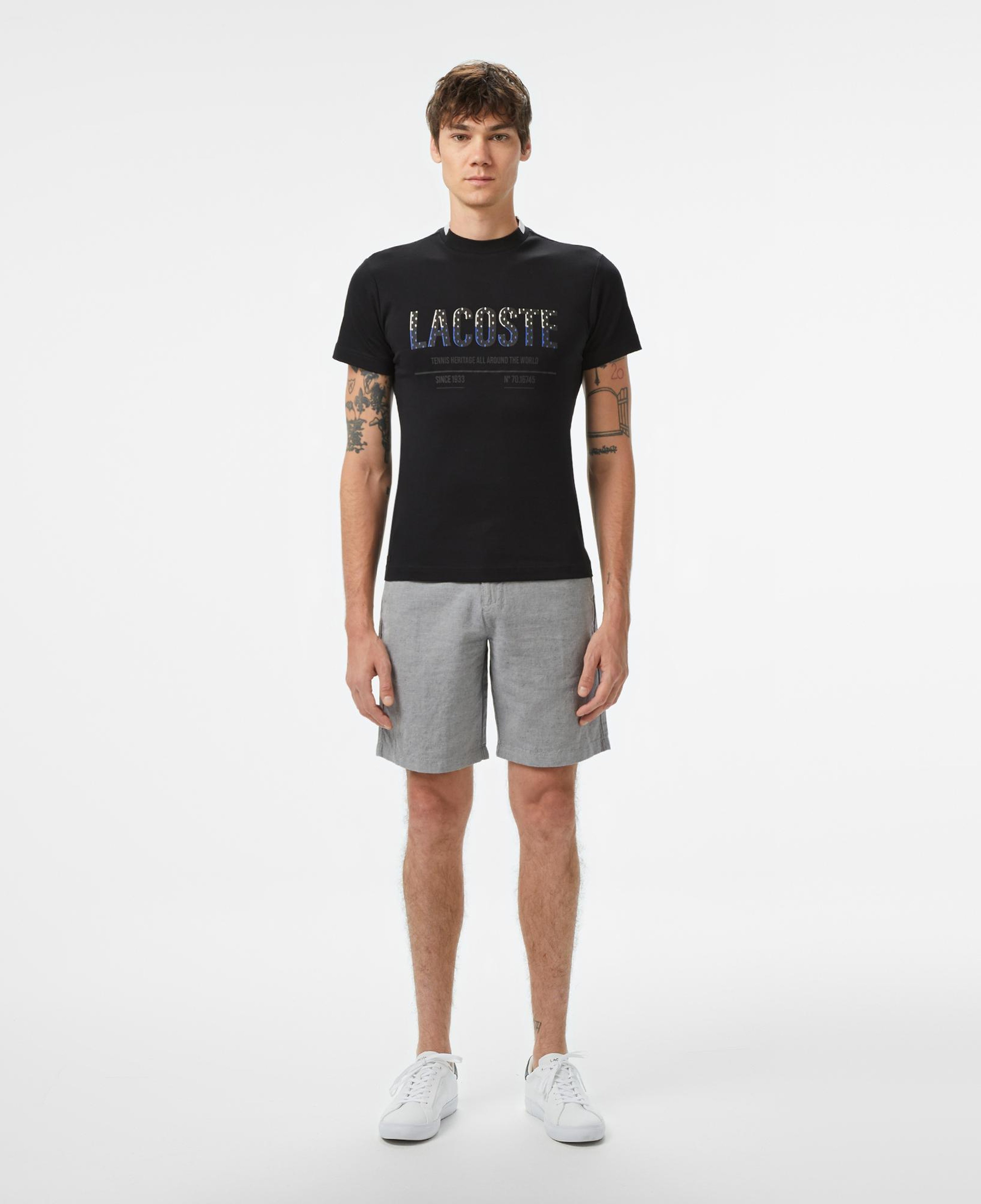 Erkek Slim Fit Bisiklet Yaka Baskılı Siyah Modal Karışımlı T-Shirt
