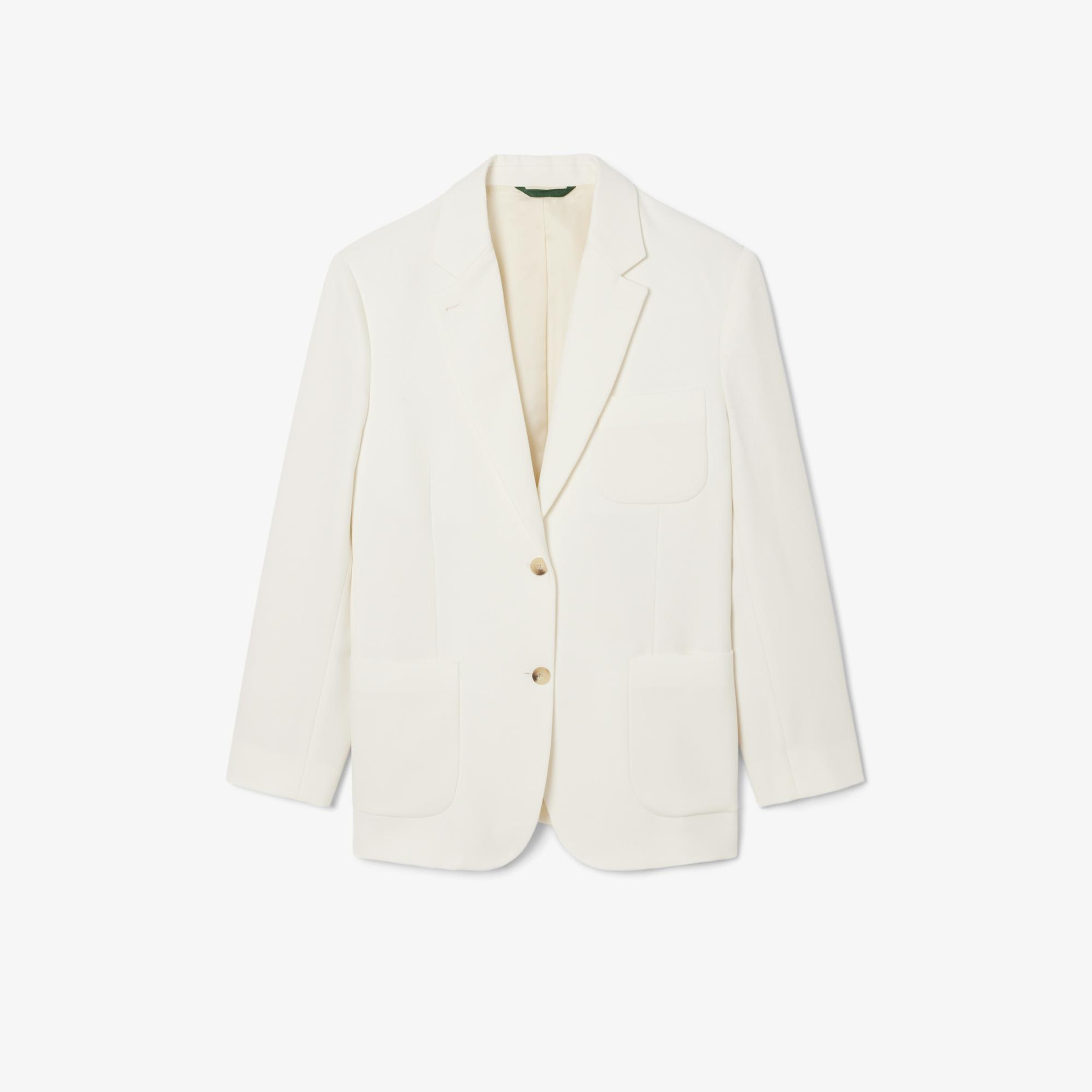 Lacoste Kadın Relaxed Fit Krem Yün Karışımlı Blazer