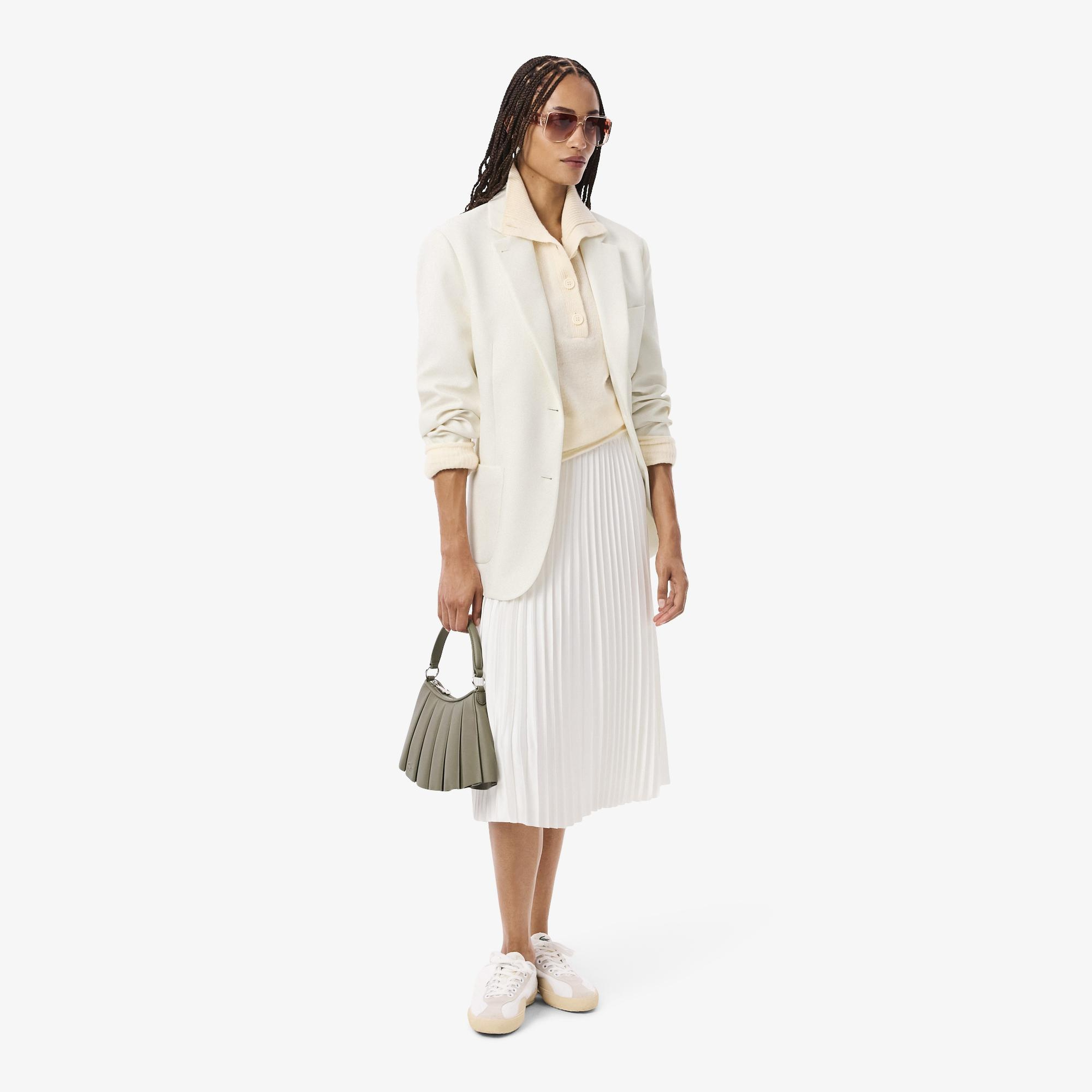 Lacoste Kadın Relaxed Fit Krem Yün Karışımlı Blazer