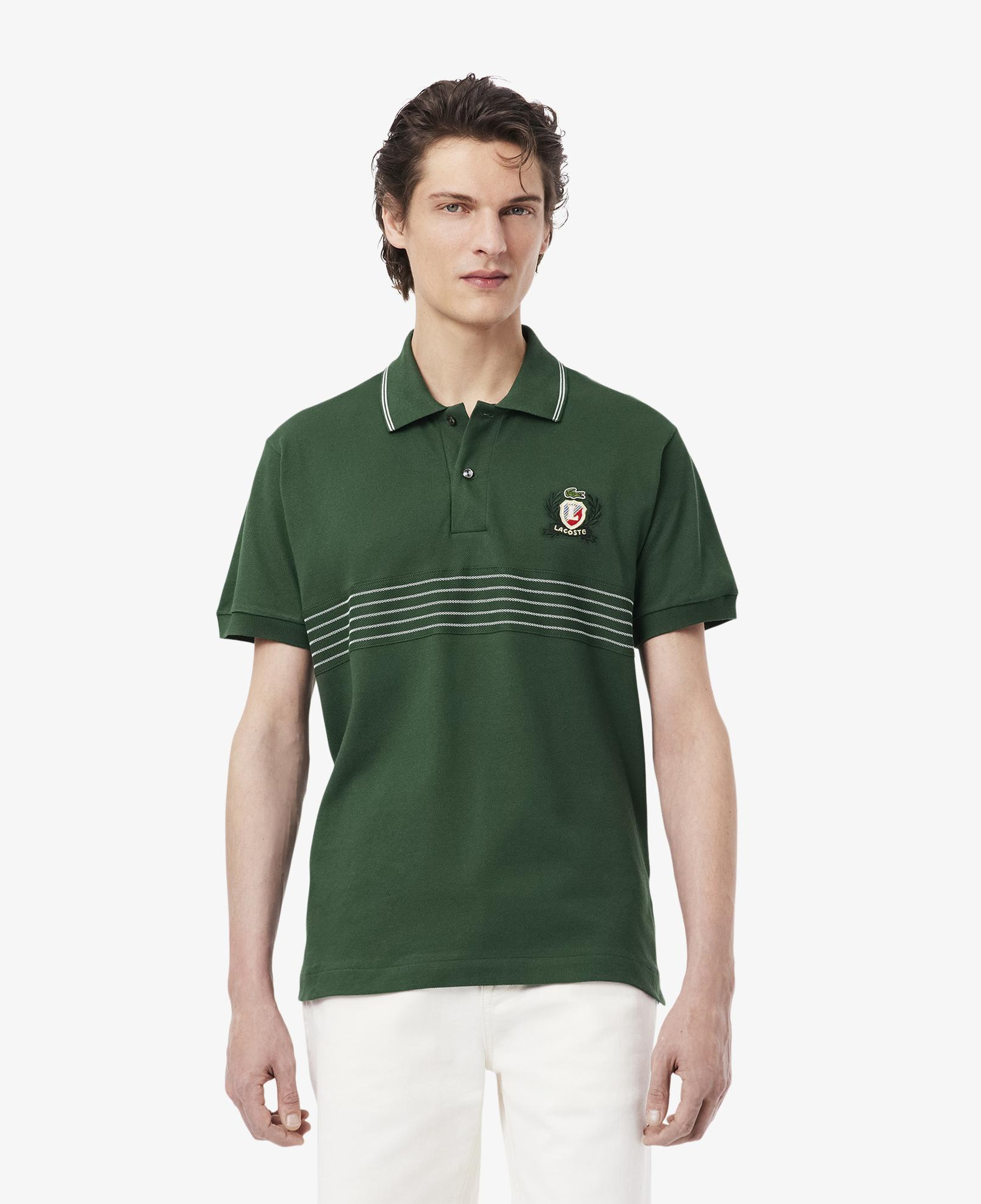 Erkek Classic Fit Çizgili Yeşil Polo
