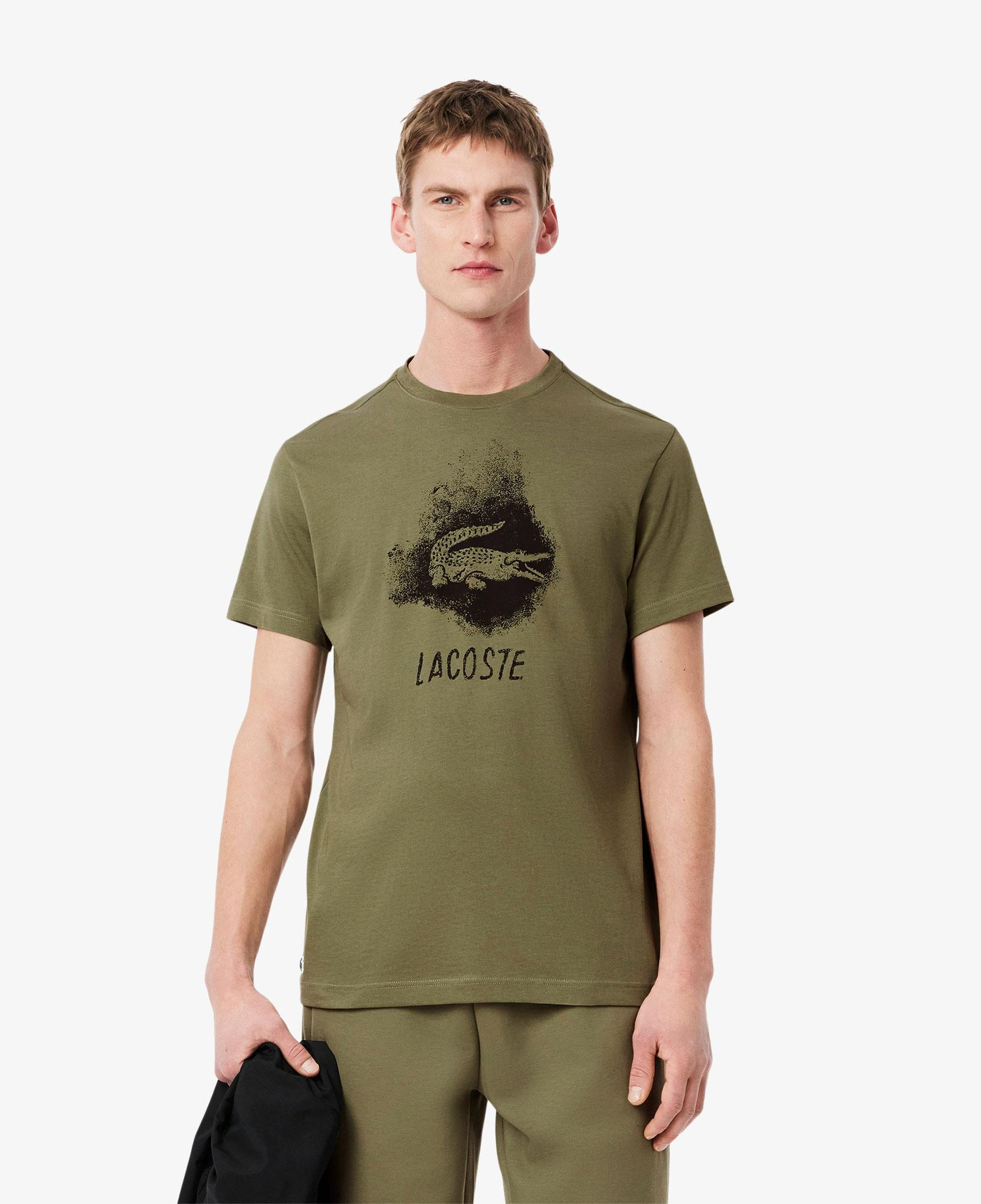 Erkek Regular Fit Bisiklet Yaka Baskılı Haki T-Shirt