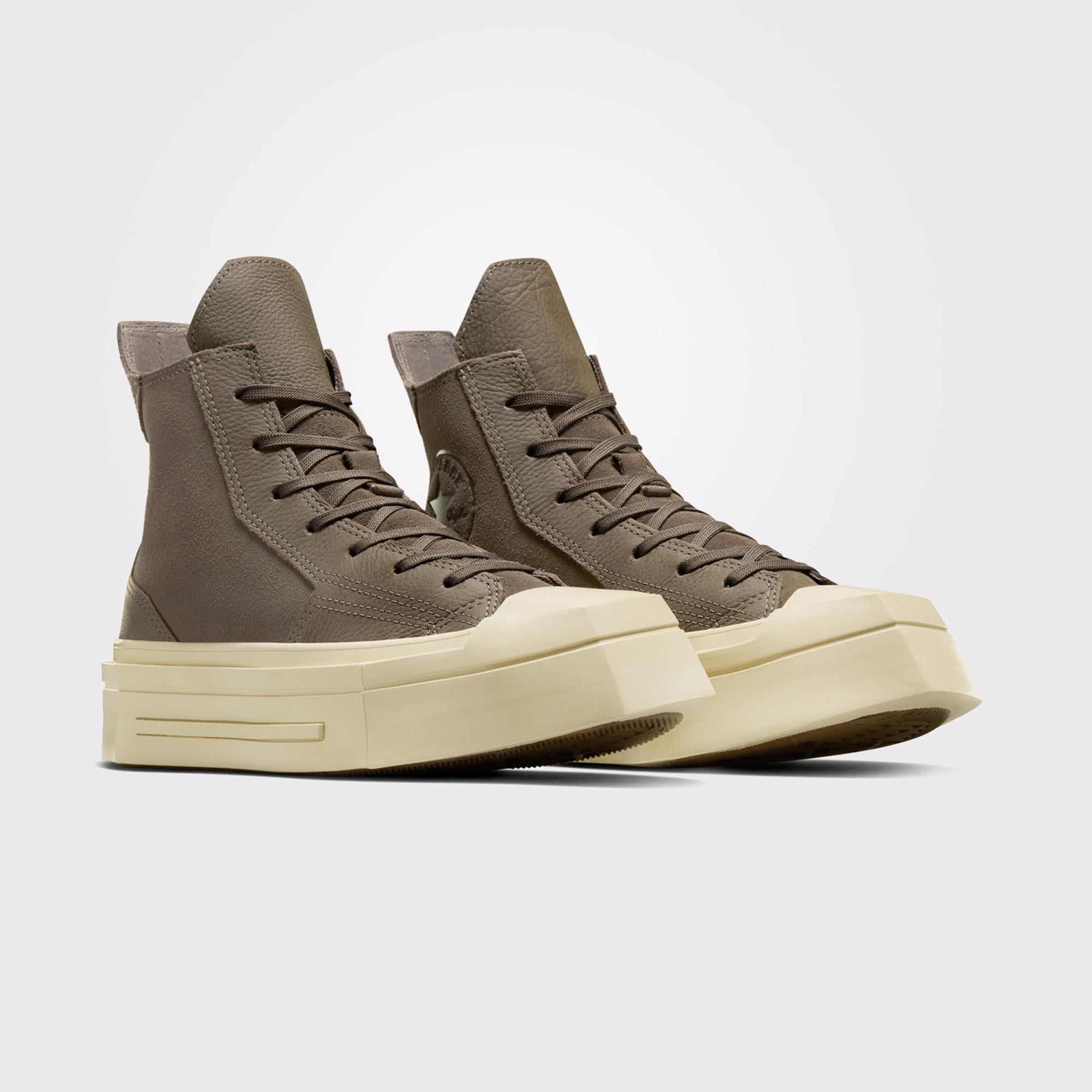 Converse Chuck 70 De Luxe Squared Unisex Haki Deri Platform Sneaker