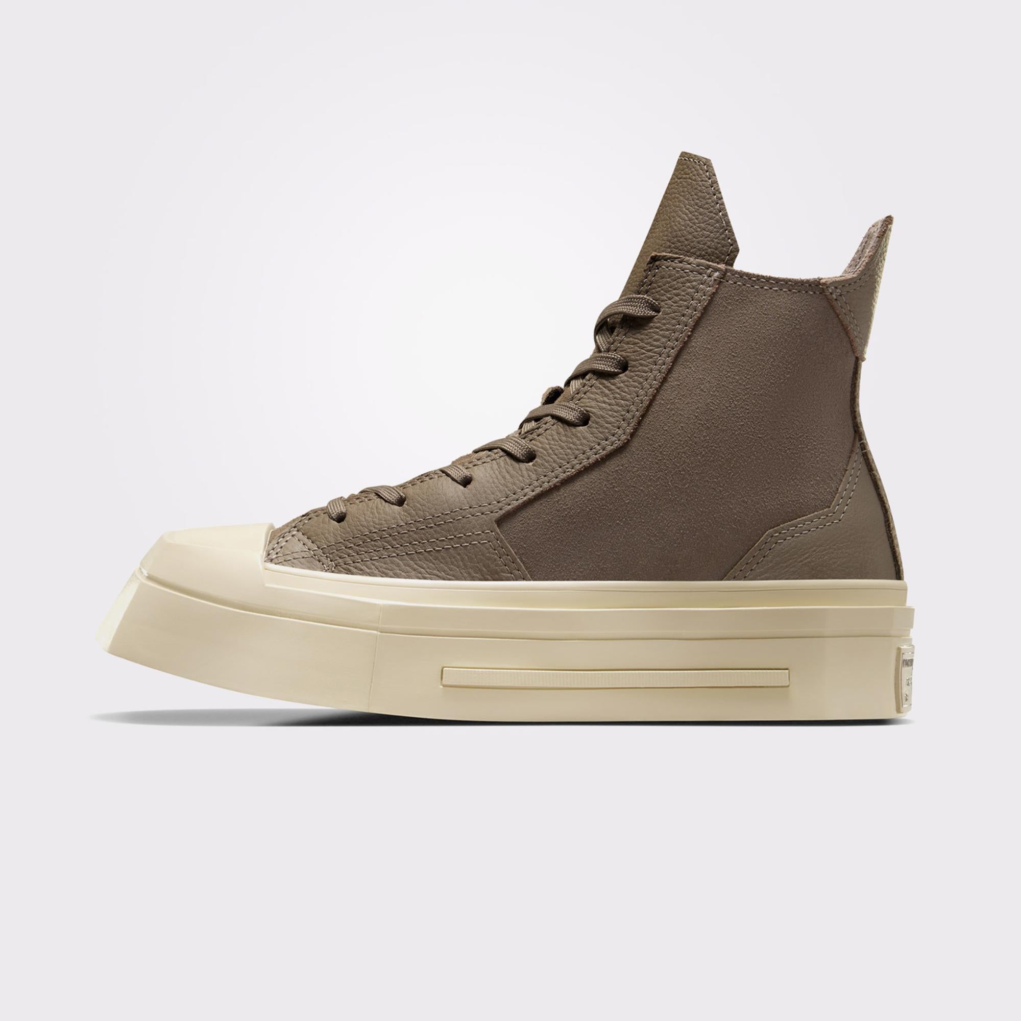 Converse Chuck 70 De Luxe Squared Unisex Haki Deri Platform Sneaker