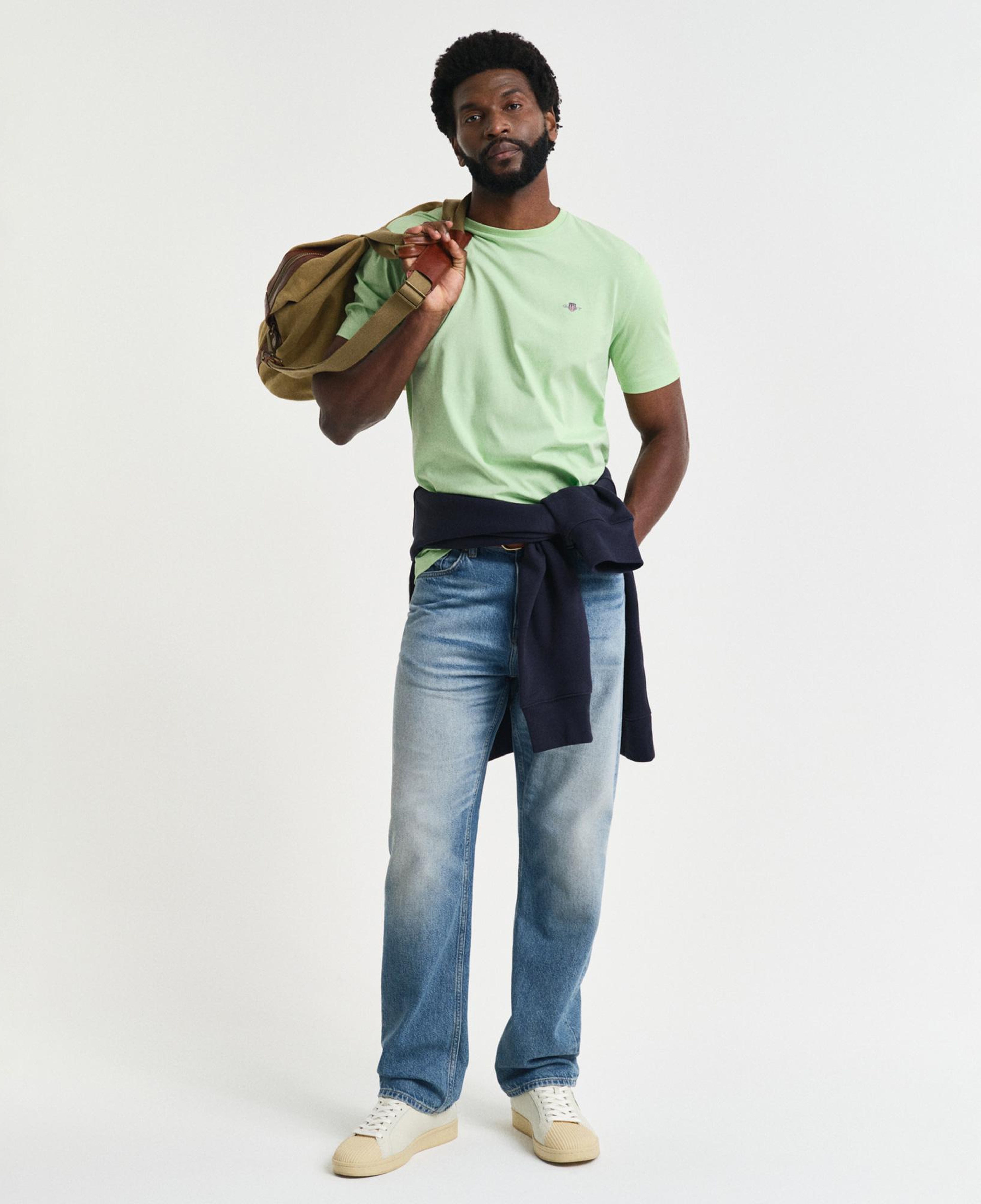 GANT Erkek Yeşil Regular Fit Bisiklet Yaka T-Shirt