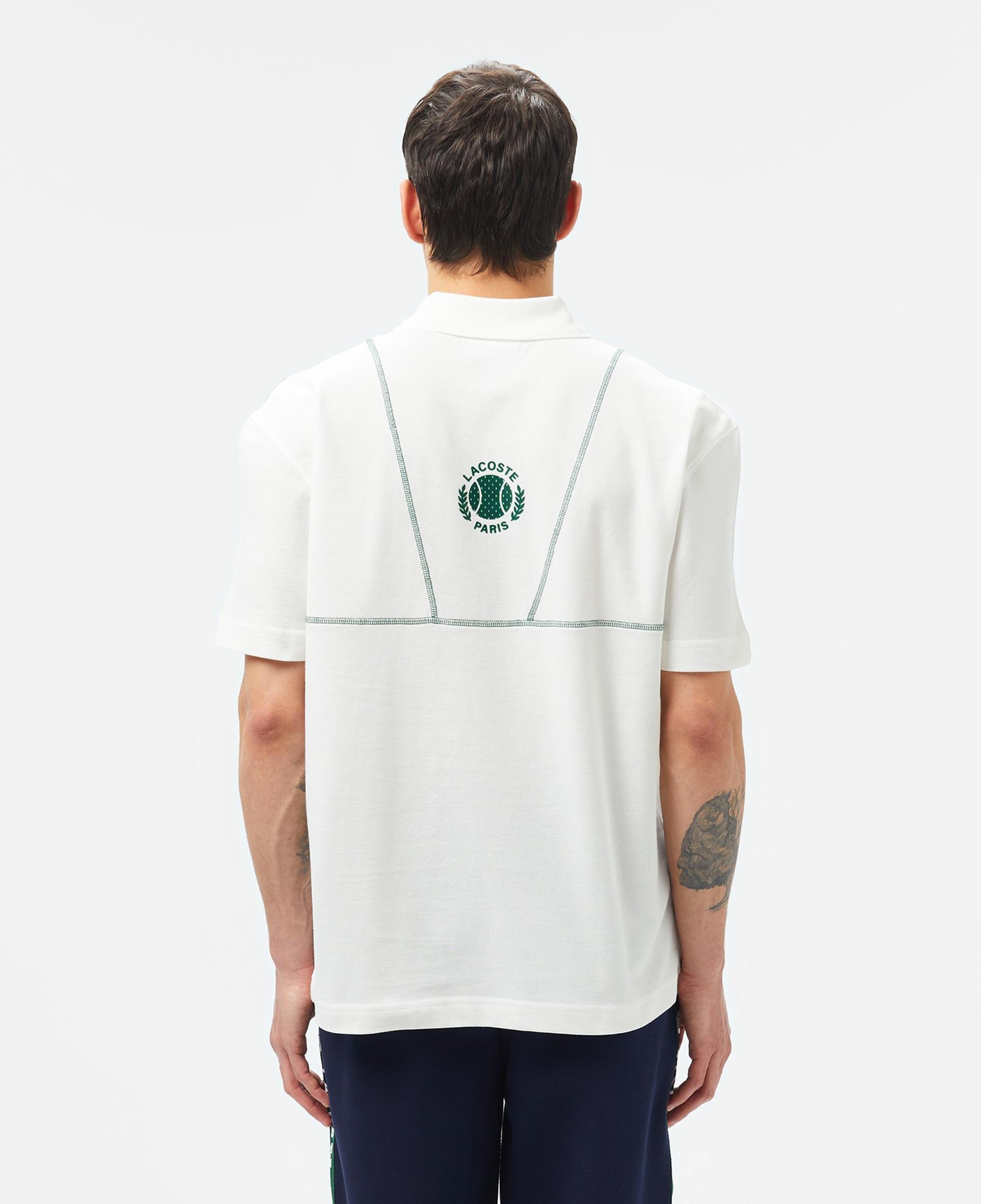 Erkek Loose Fit Desenli Beyaz Polo