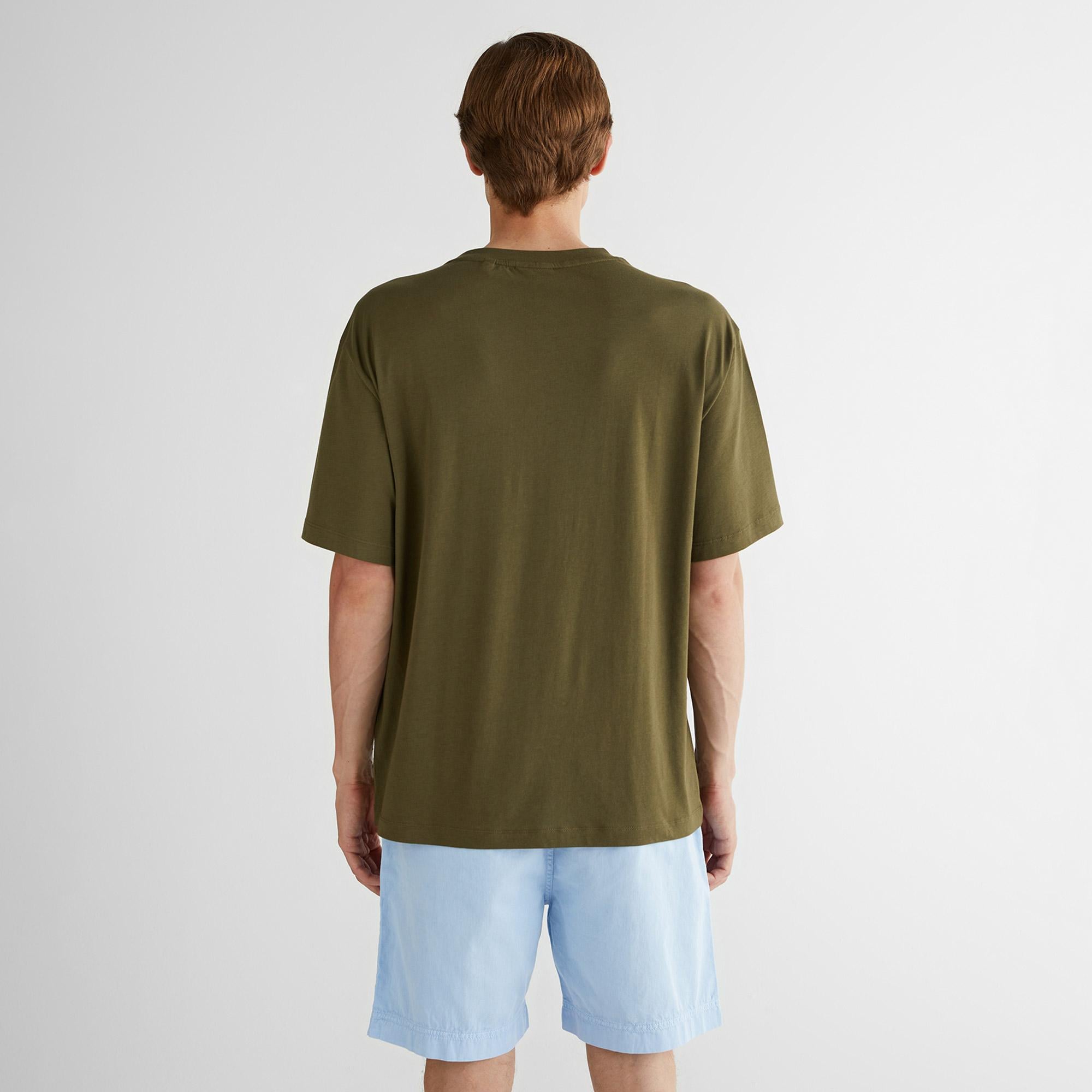 GANT Erkek Yeşil Relaxed Fit Bisiklet Yaka Logolu T-Shirt