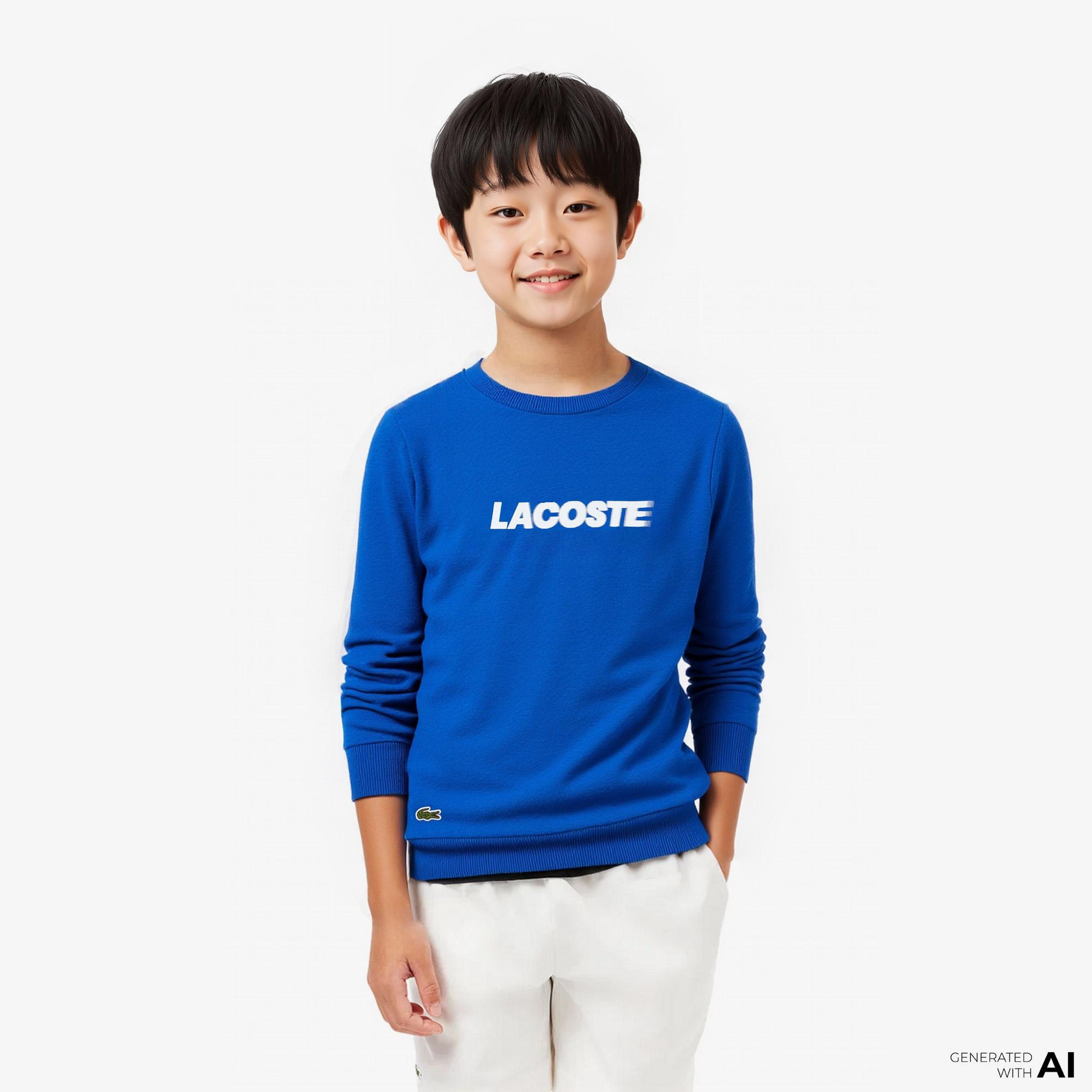 Lacoste Çocuk Baskılı Mavi Sweatshirt
