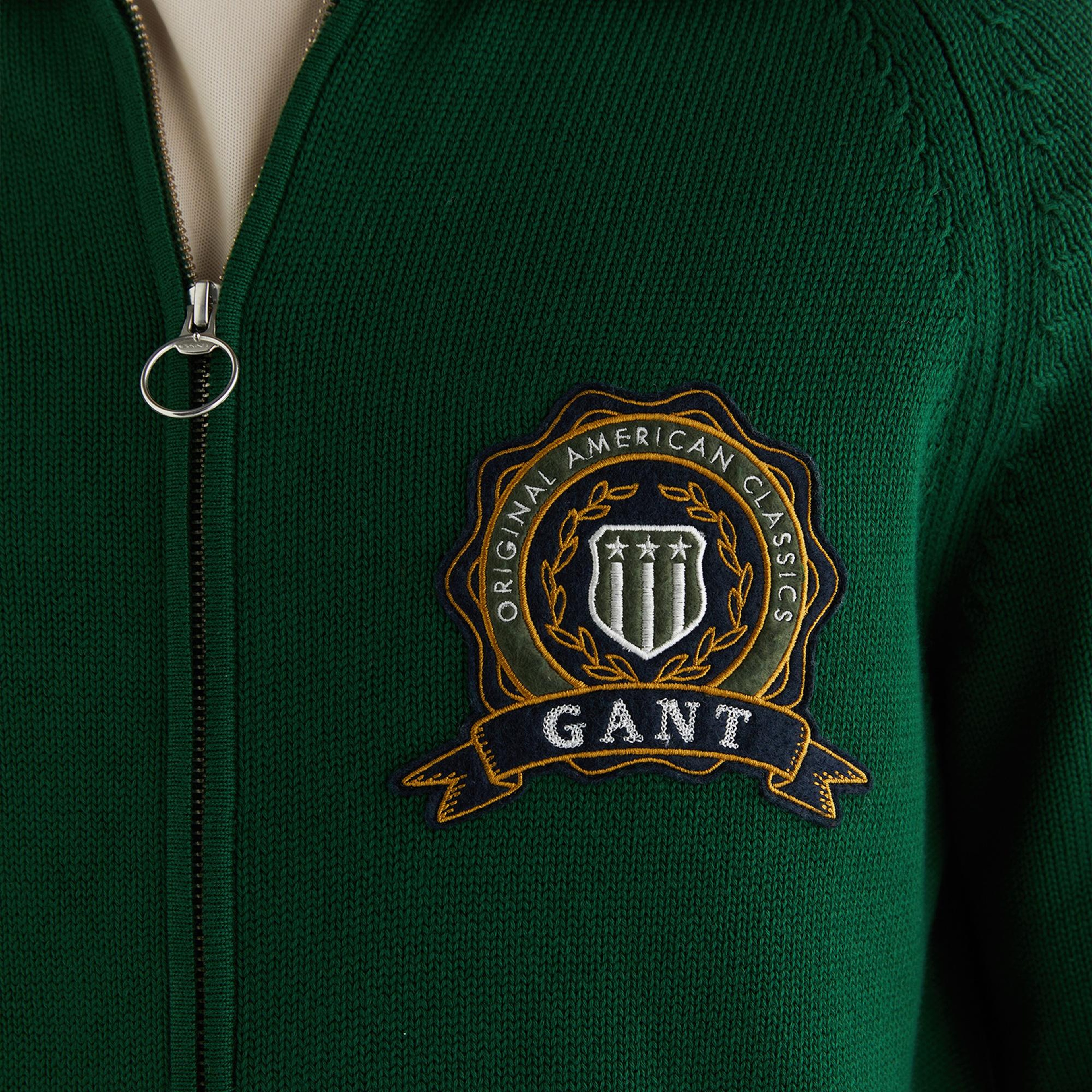 GANT Erkek Yeşil Relaxed Fit Fermuarlı Hırka