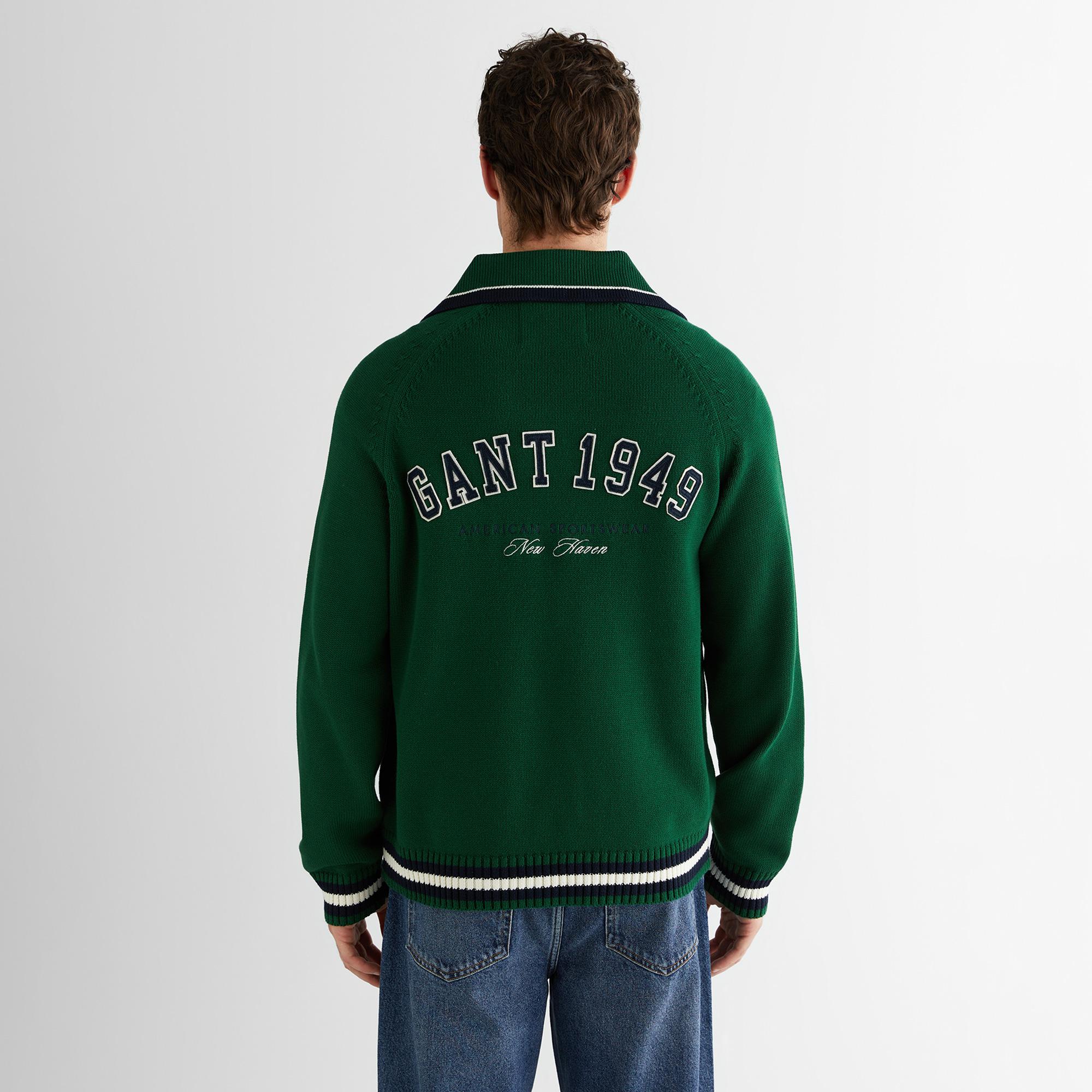 GANT Erkek Yeşil Relaxed Fit Fermuarlı Hırka