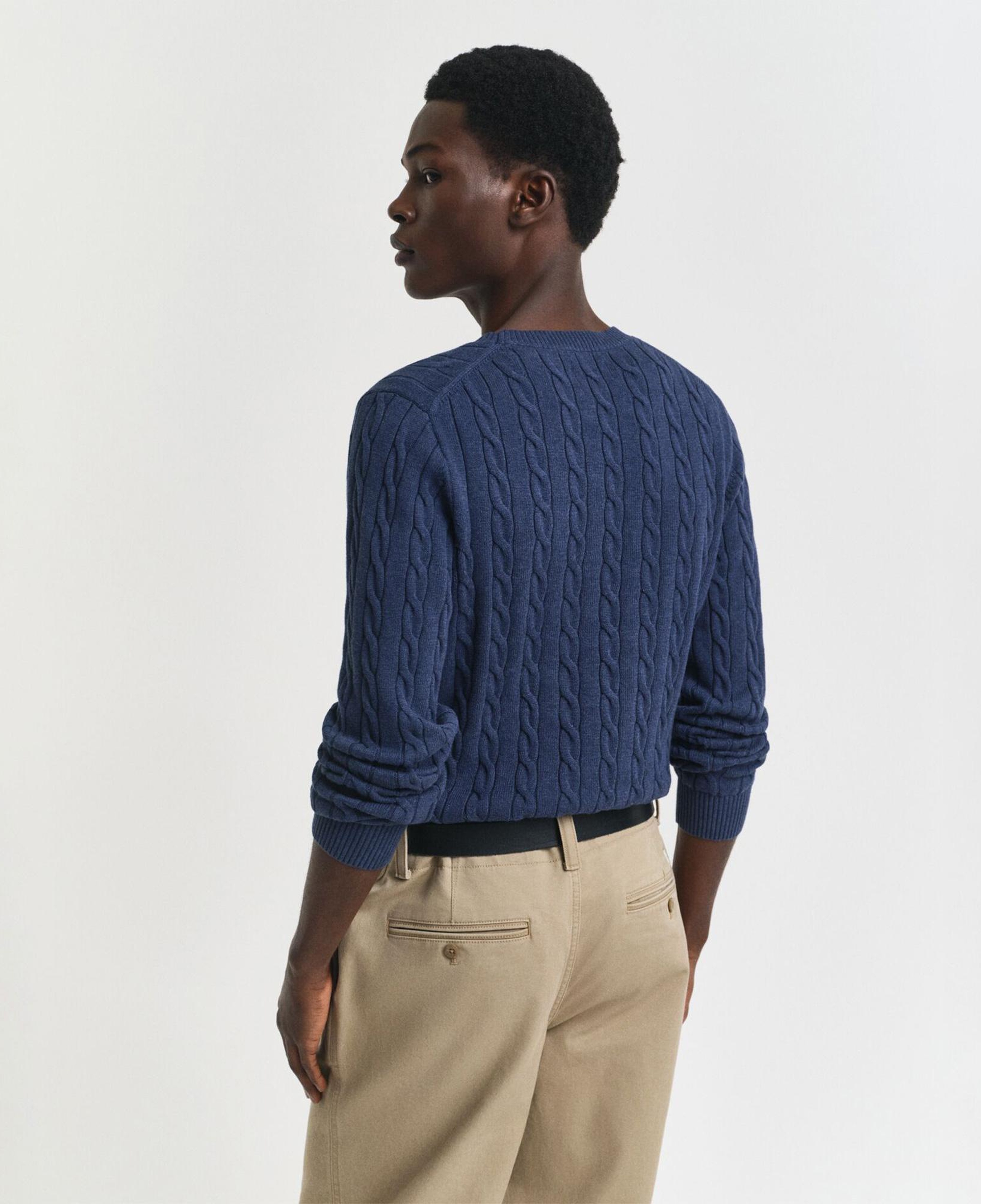 GANT Erkek Lacivert Regular Fit Bisiklet Yaka Örgü Kazak