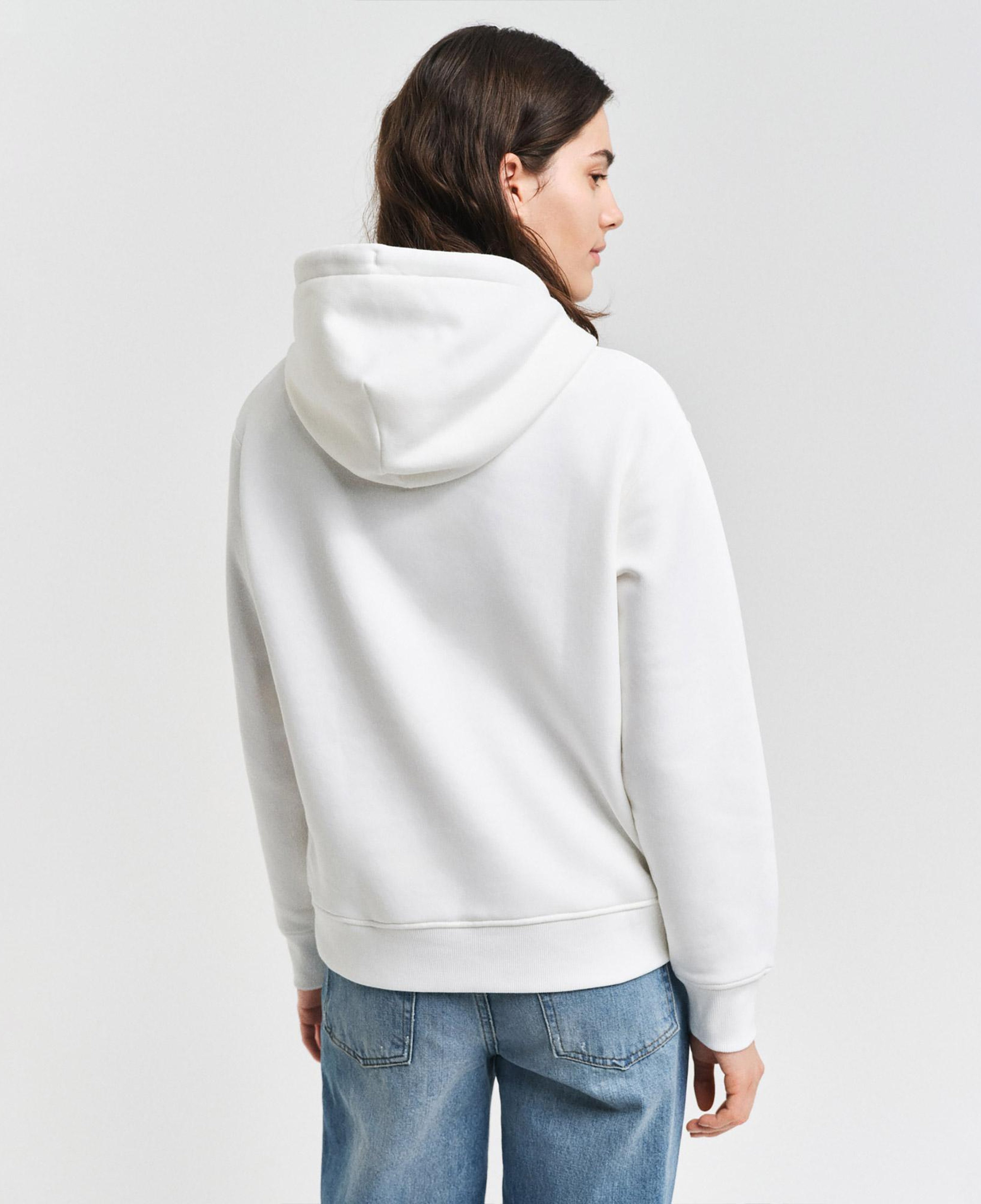 GANT Kadın Krem Relaxed Fit Kapüşonlu Logolu Sweatshirt
