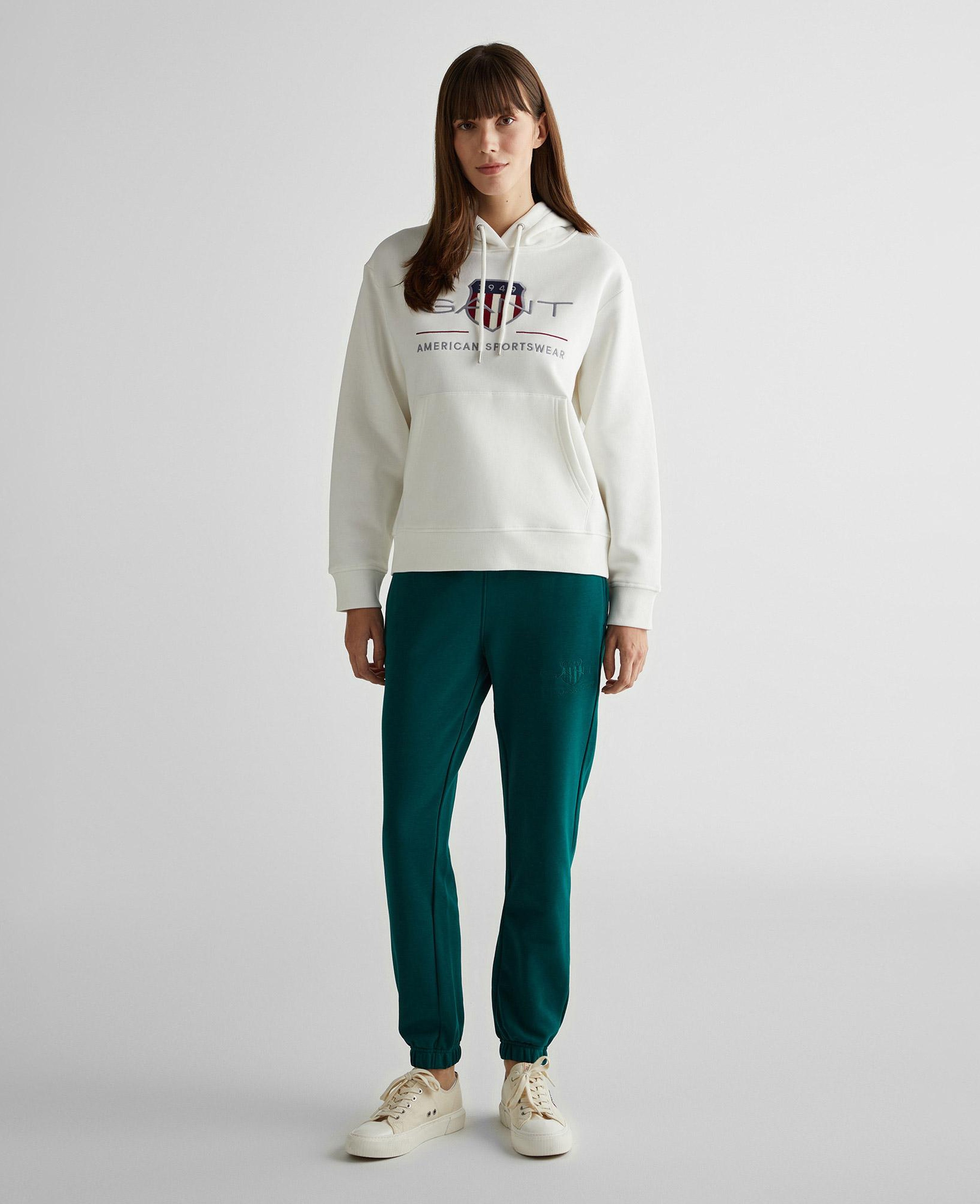 GANT Kadın Krem Relaxed Fit Kapüşonlu Logolu Sweatshirt