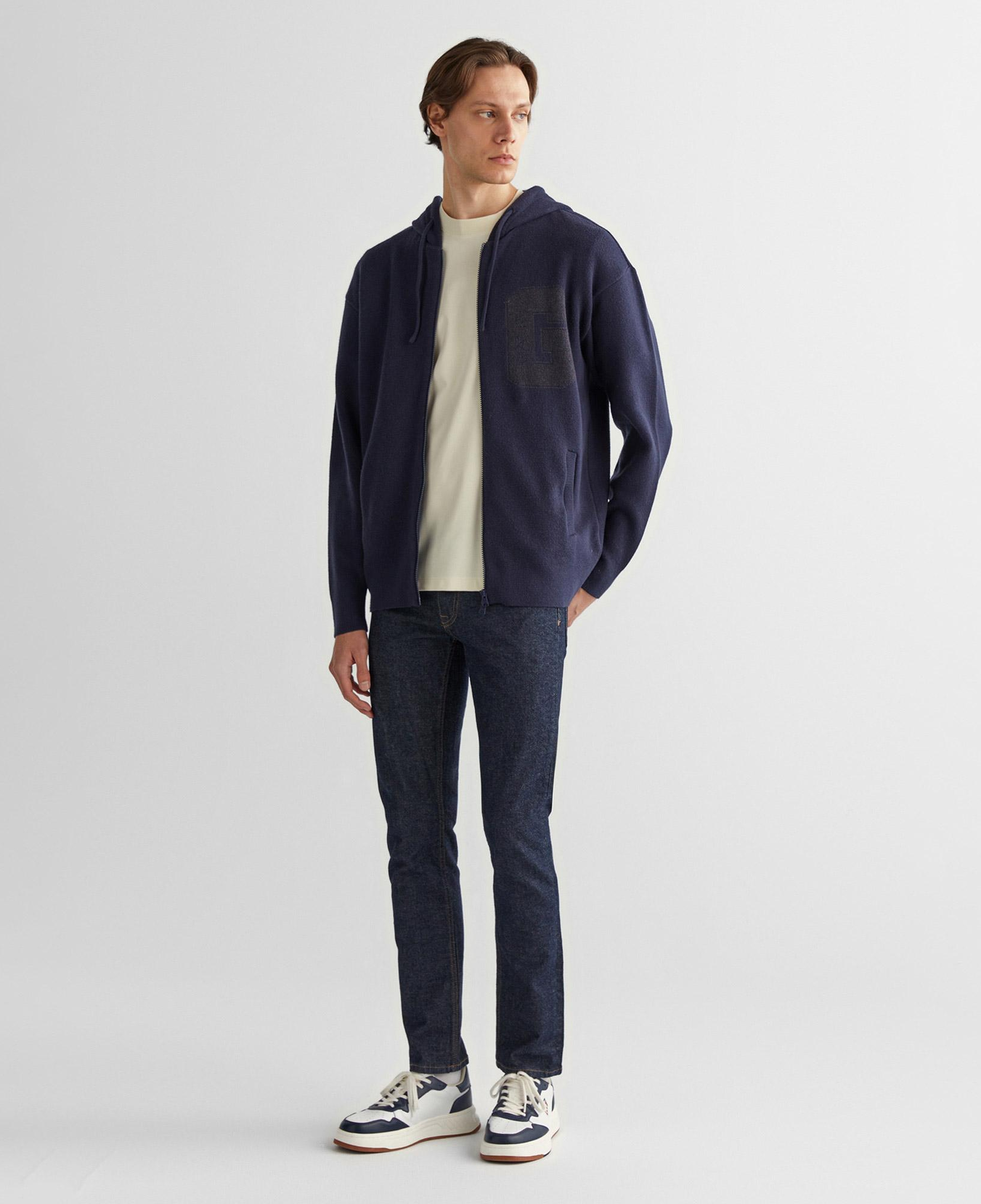 GANT Erkek Lacivert Regular Fit Kapüşonlu Logolu Hırka