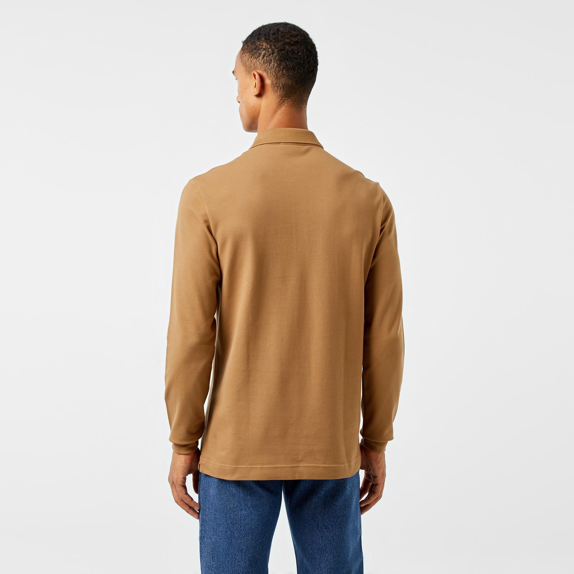Erkek Regular Fit Uzun Kollu Kahverengi Paris Polo