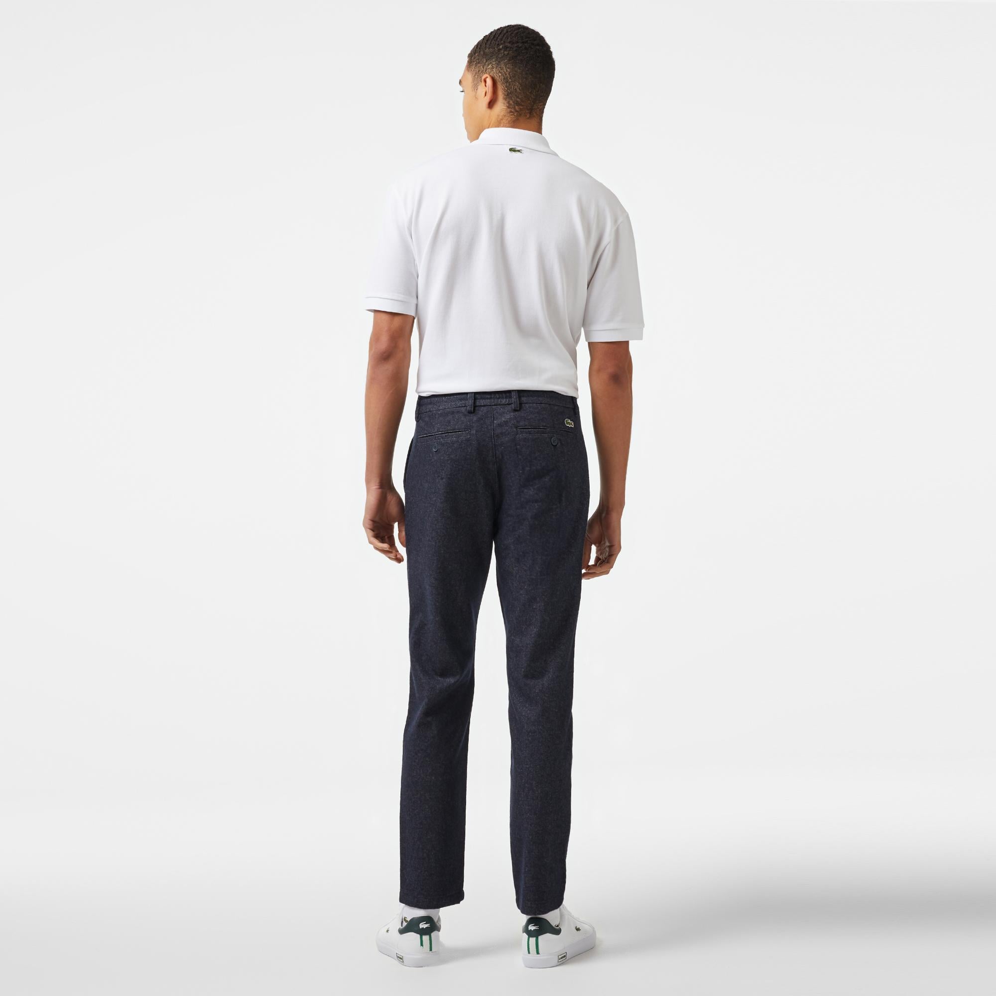 Erkek Tapered Fit Chino Lacivert Yün Karışımlı Pantolon
