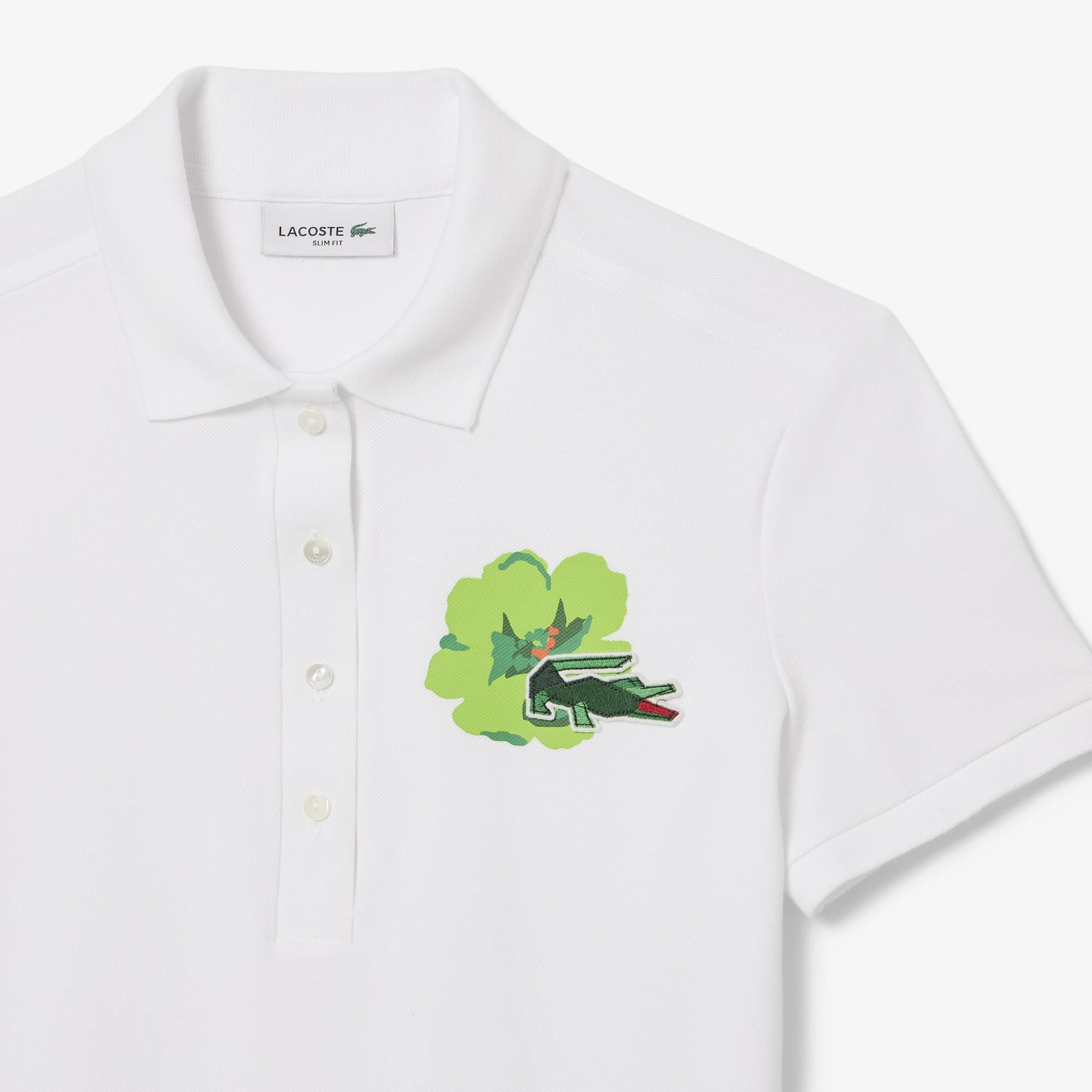 Lacoste Kadın Slim Fit Beyaz Polo