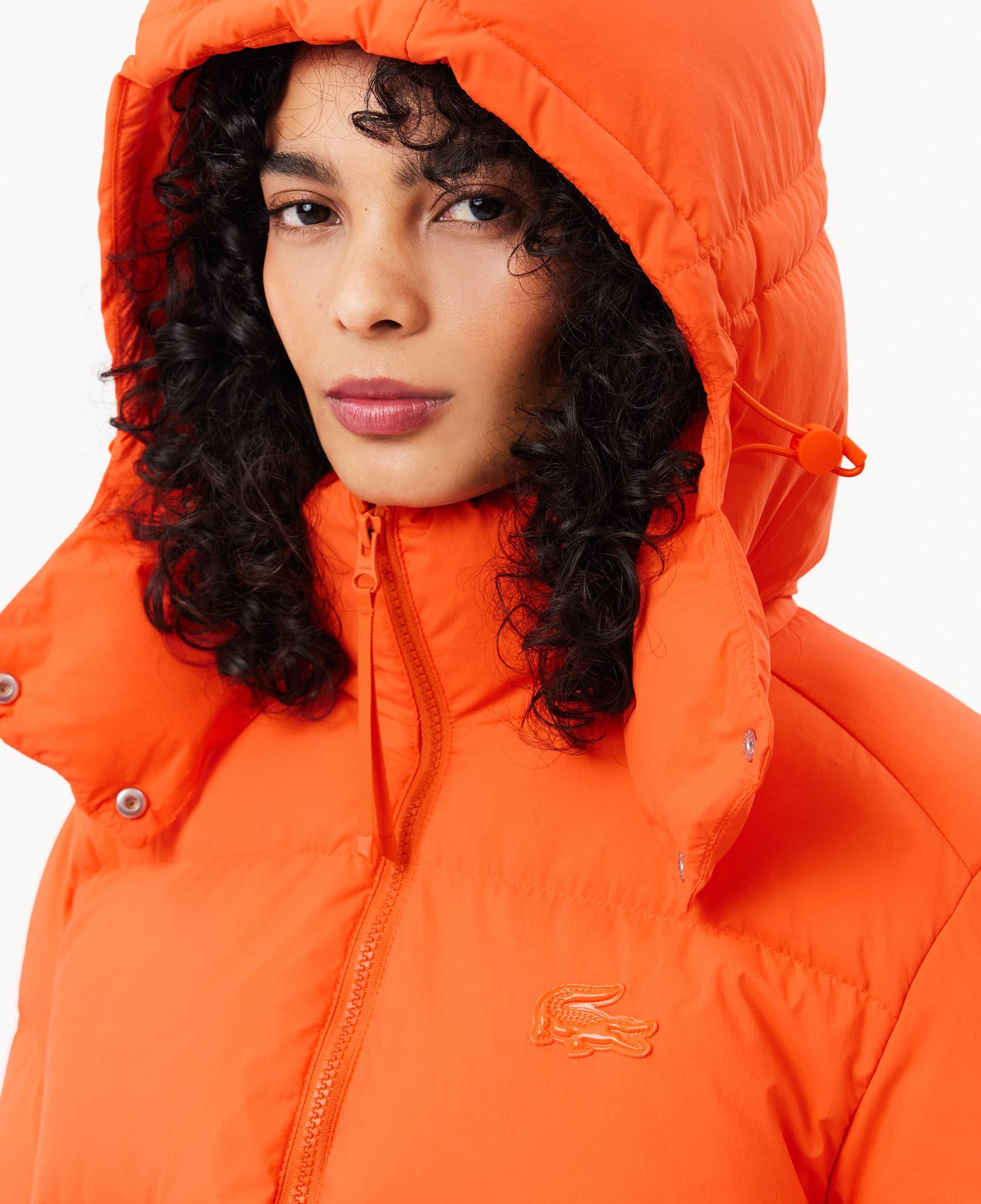 Kadın Relaxed Fit Kapüşonlu Turuncu Şişme Mont