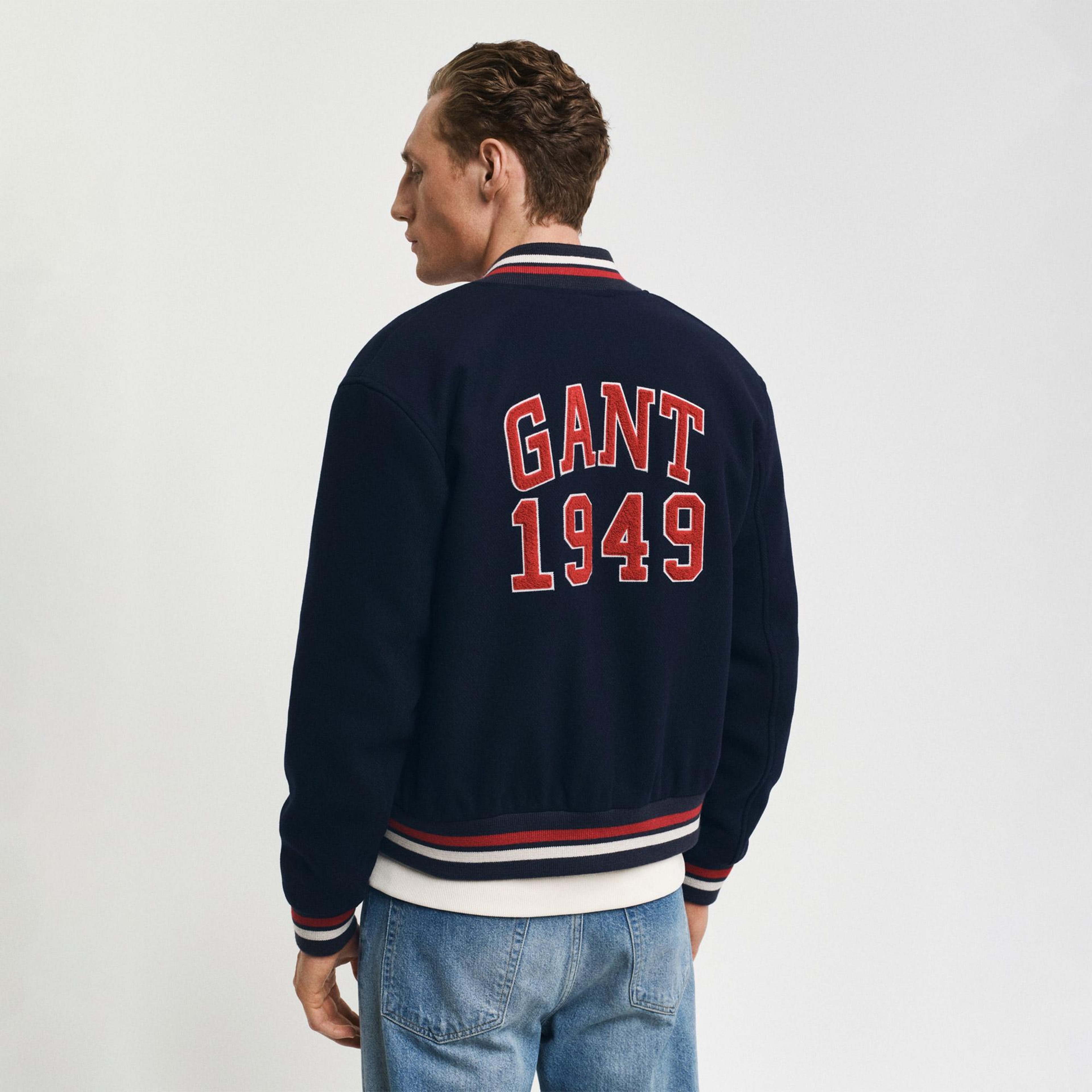 GANT Unisex Lacivert Hakim Yaka Logolu Bomber Ceket