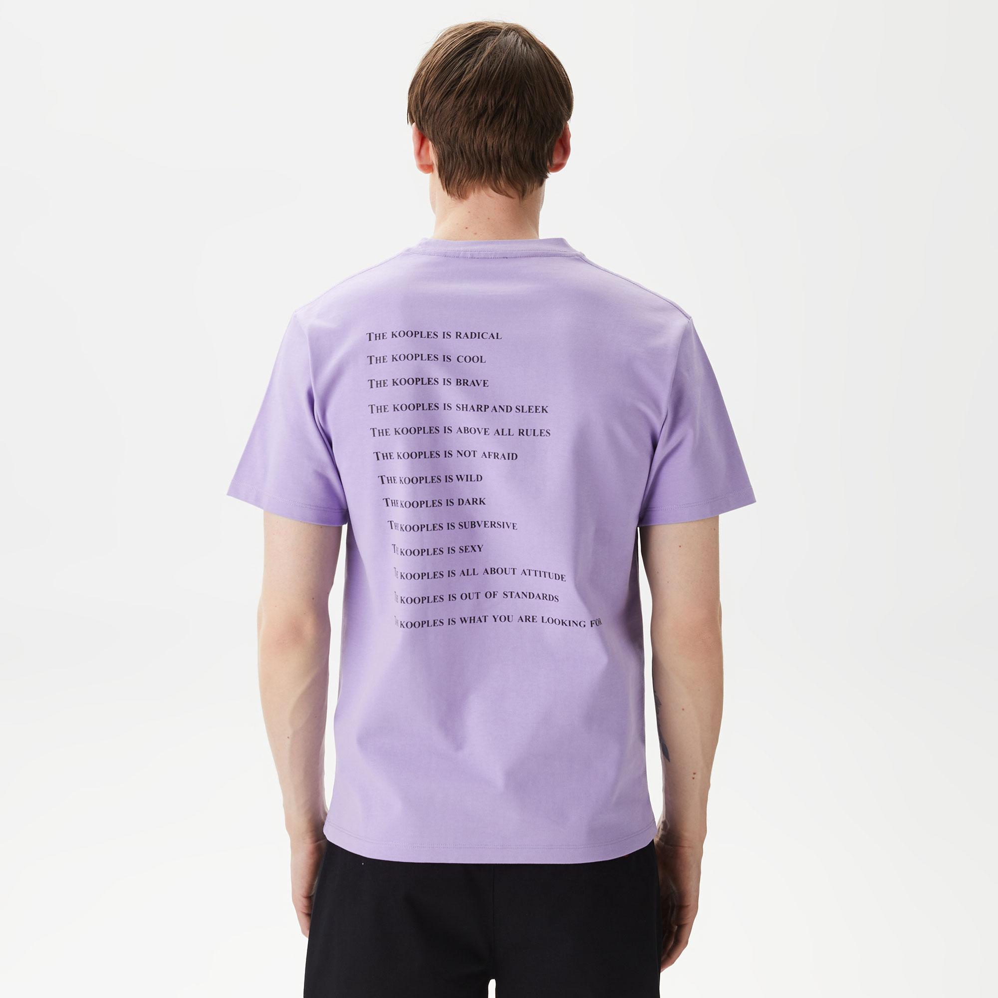 ERKEK BASKILI BİSİKLET YAKA MOR T-SHIRT