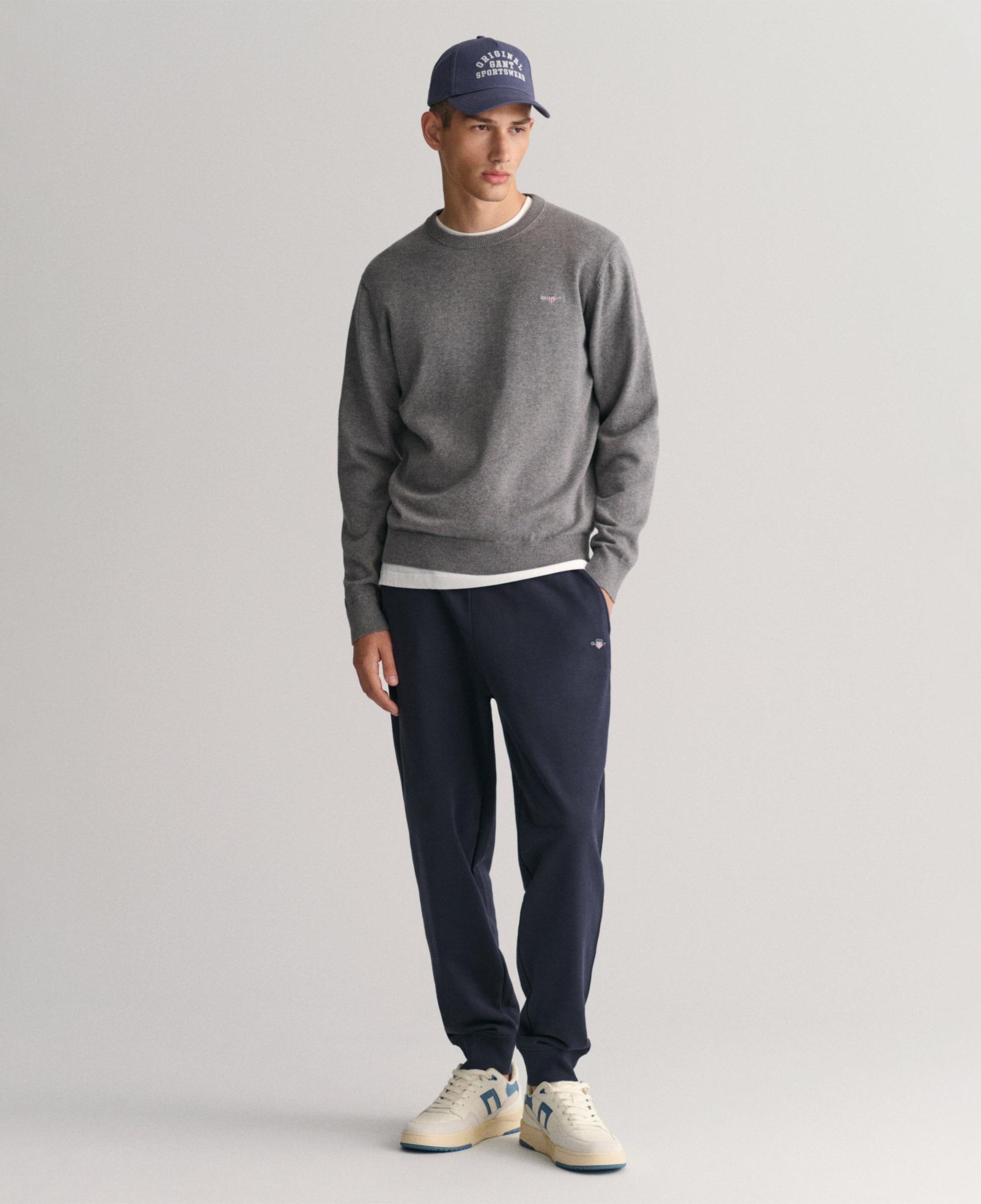 Gant Erkek Gri Regular Fit Bisiklet Yaka Kazak