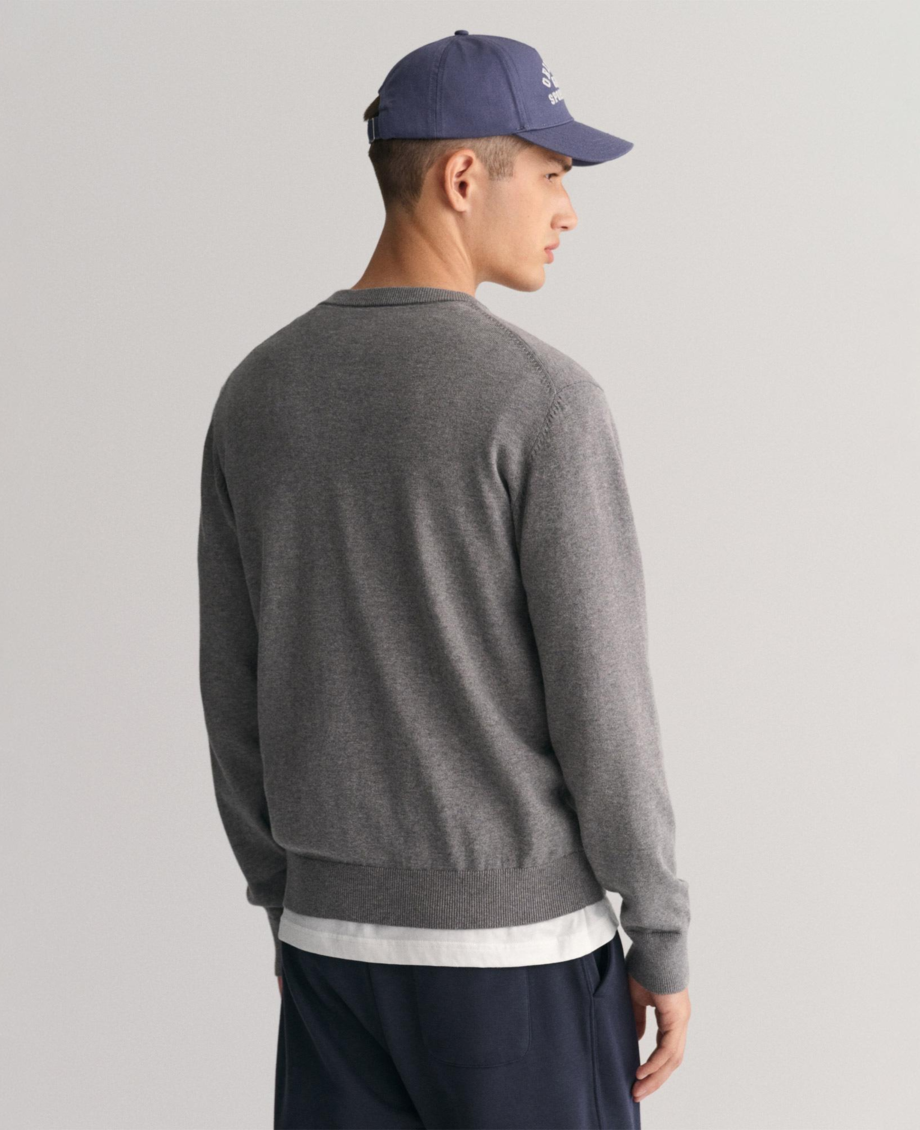 Gant Erkek Gri Regular Fit Bisiklet Yaka Kazak
