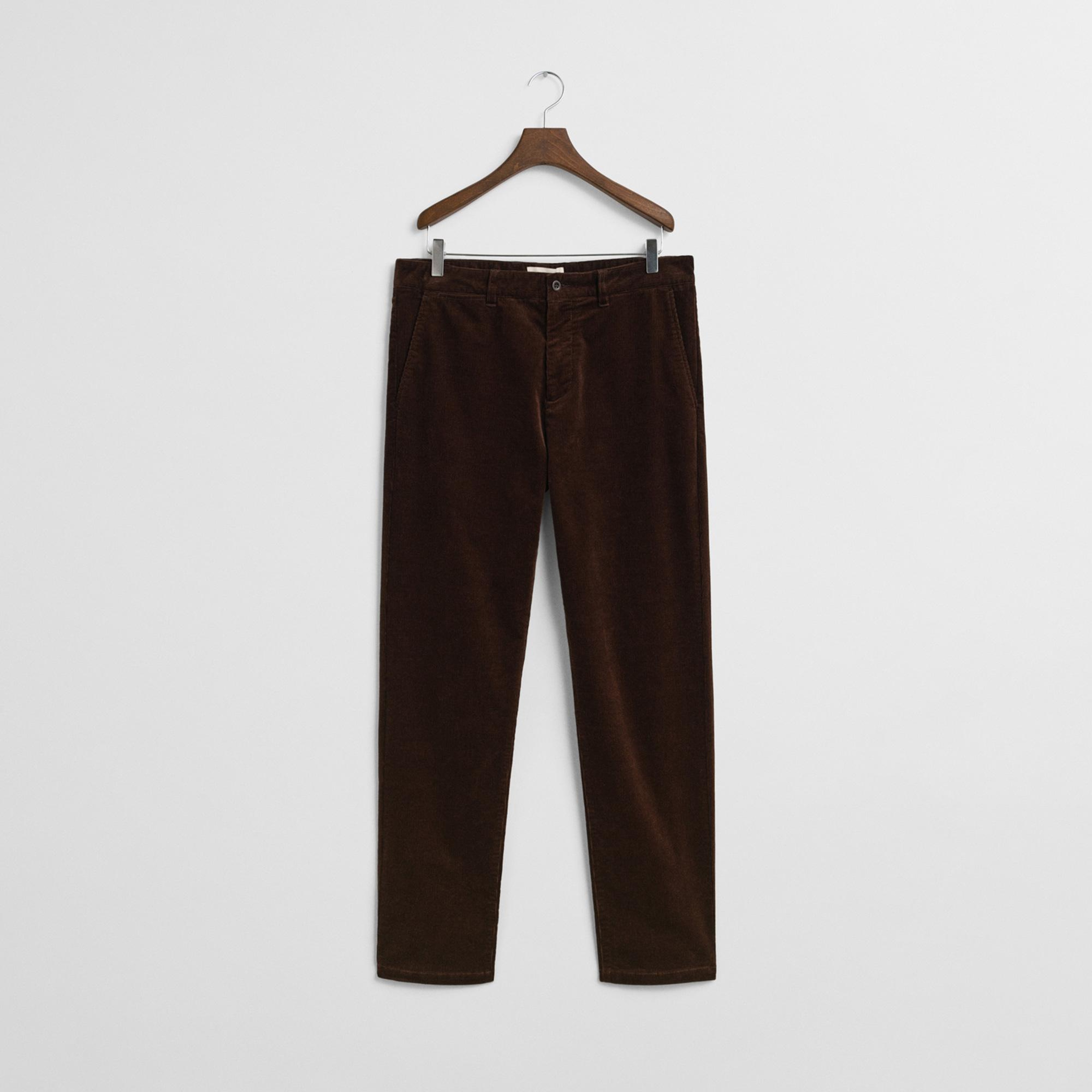 GANT Erkek Kahverengi Regular Fit Cord Chino Pantolon