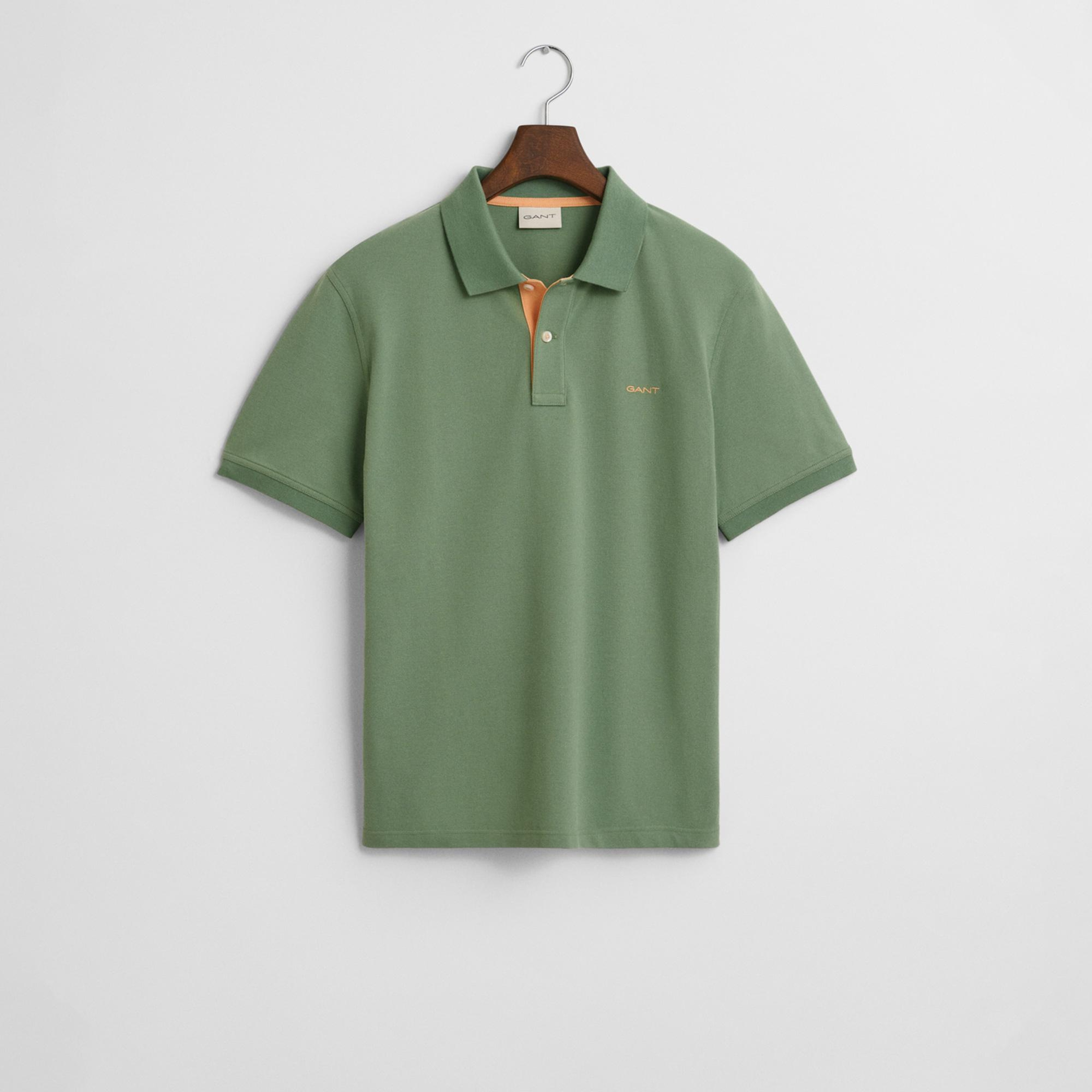 GANT Erkek Yeşil Regular Fit Polo Yaka T-Shirt