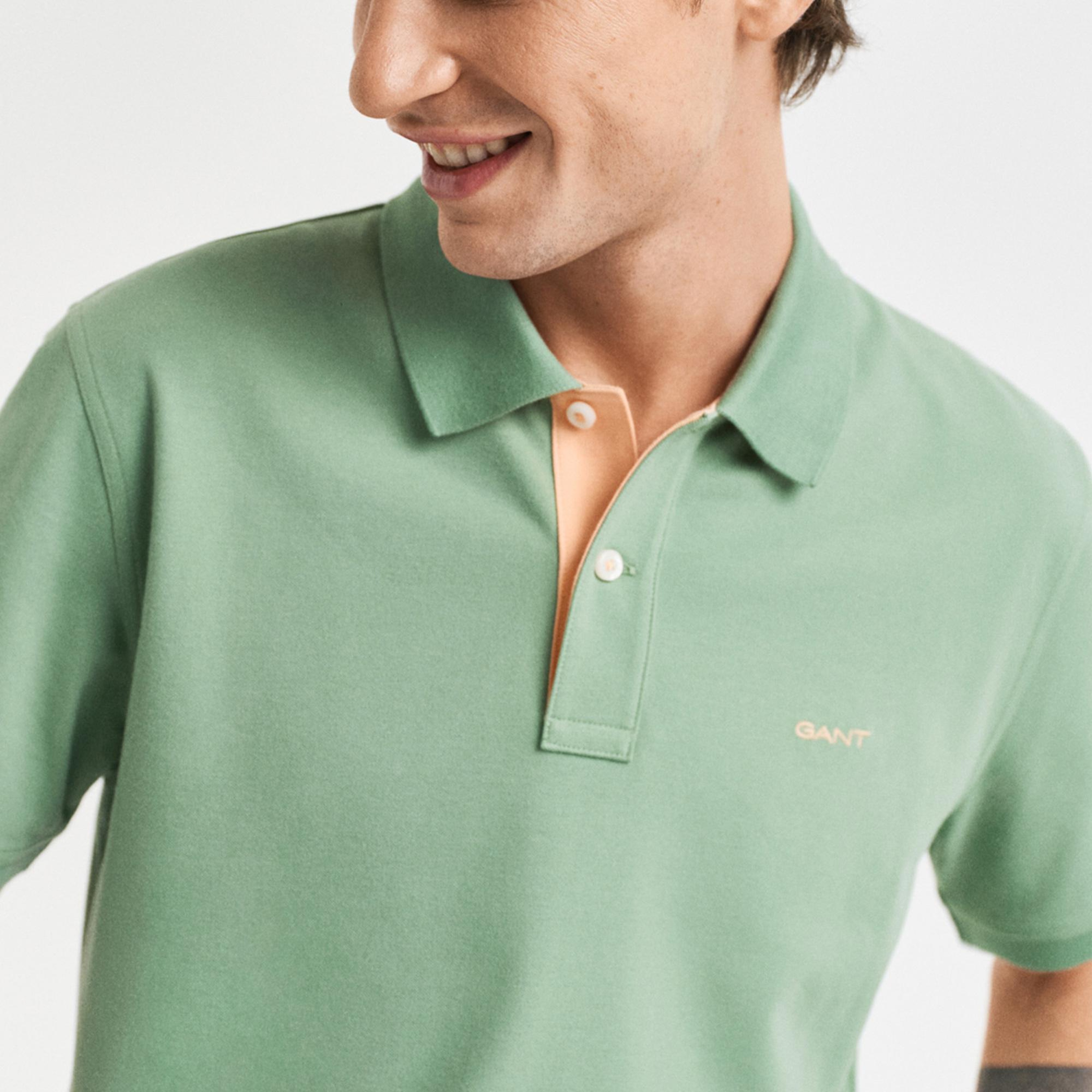 GANT Erkek Yeşil Regular Fit Polo Yaka T-Shirt