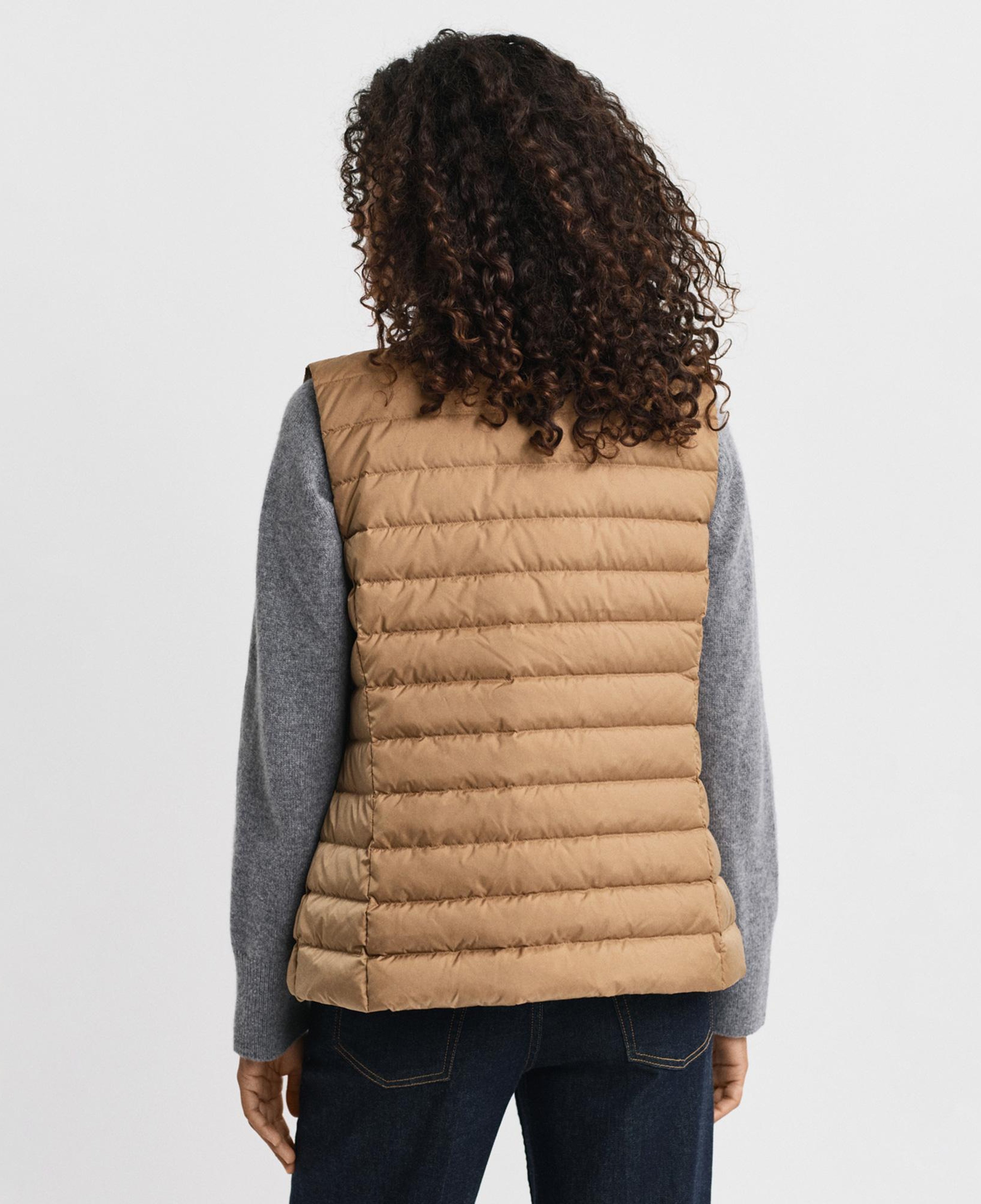 GANT Kadın Kahverengi Regular Fit Dik Yaka Kaz Tüyü Yelek