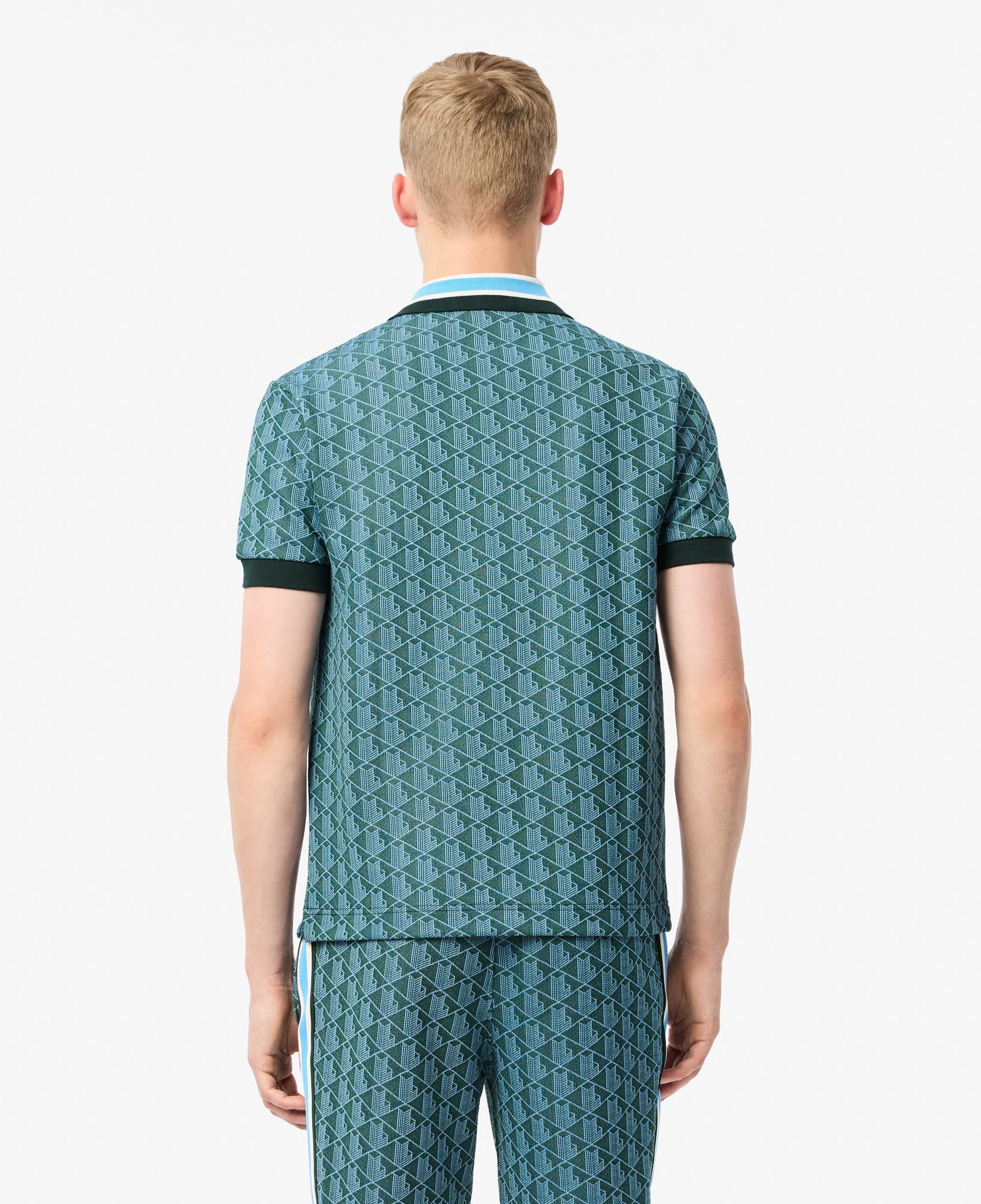 Erkek Classic Fit Monogram Yeşil Polo