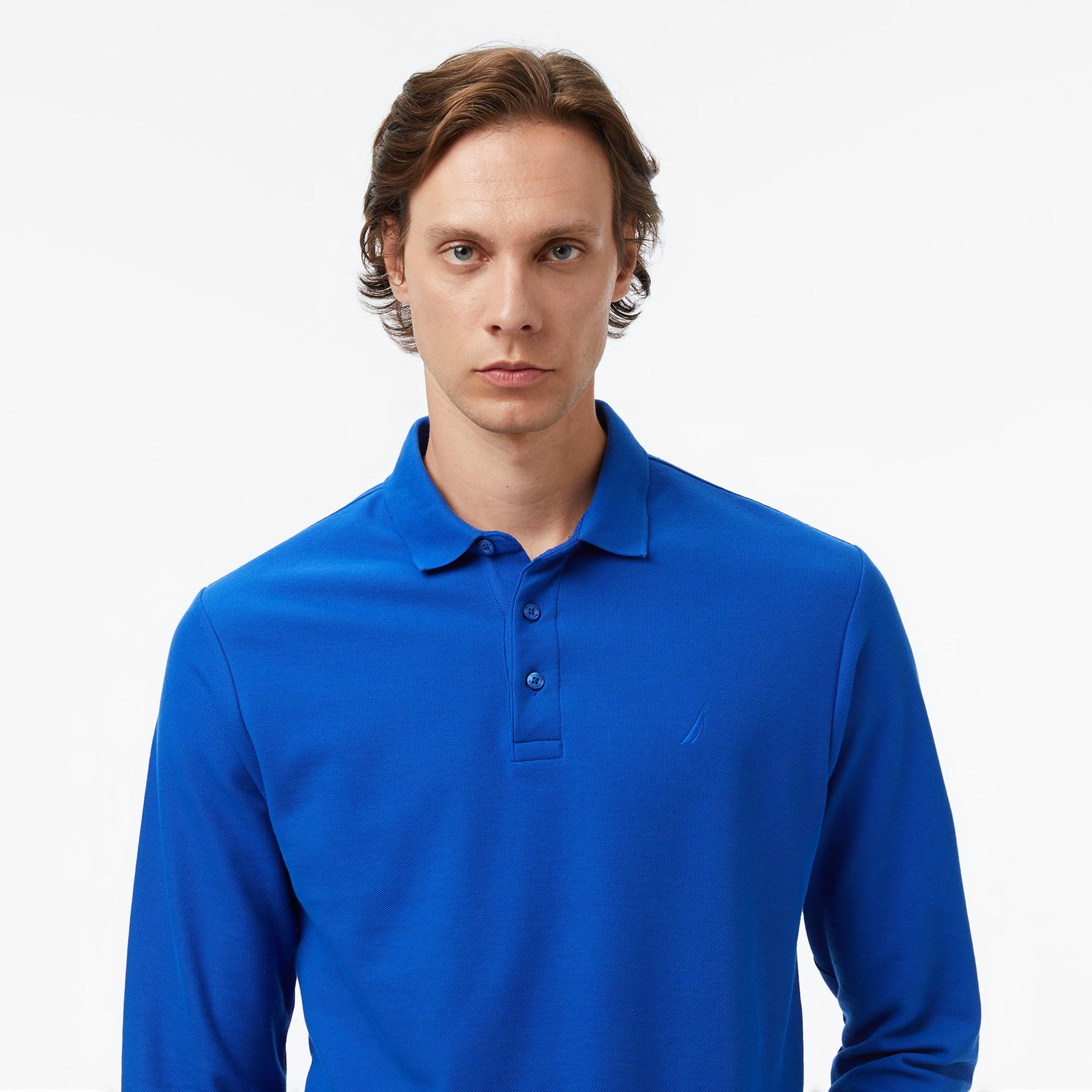 Nautica Classic Fit Uzun Kollu Polo Yaka Erkek Mavi T-shirt
