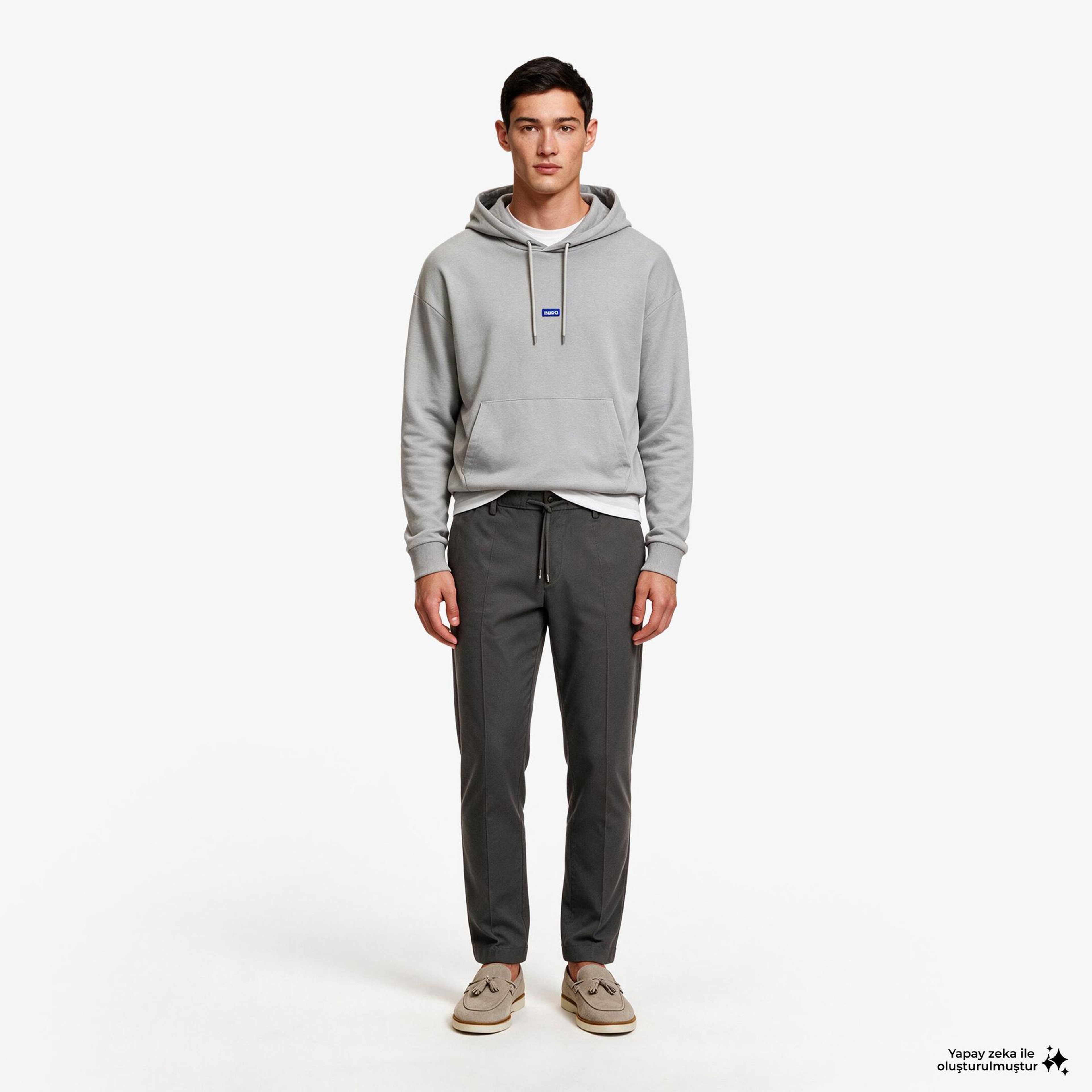 Hugo Boss Nalonso Erkek Gri Hoodie