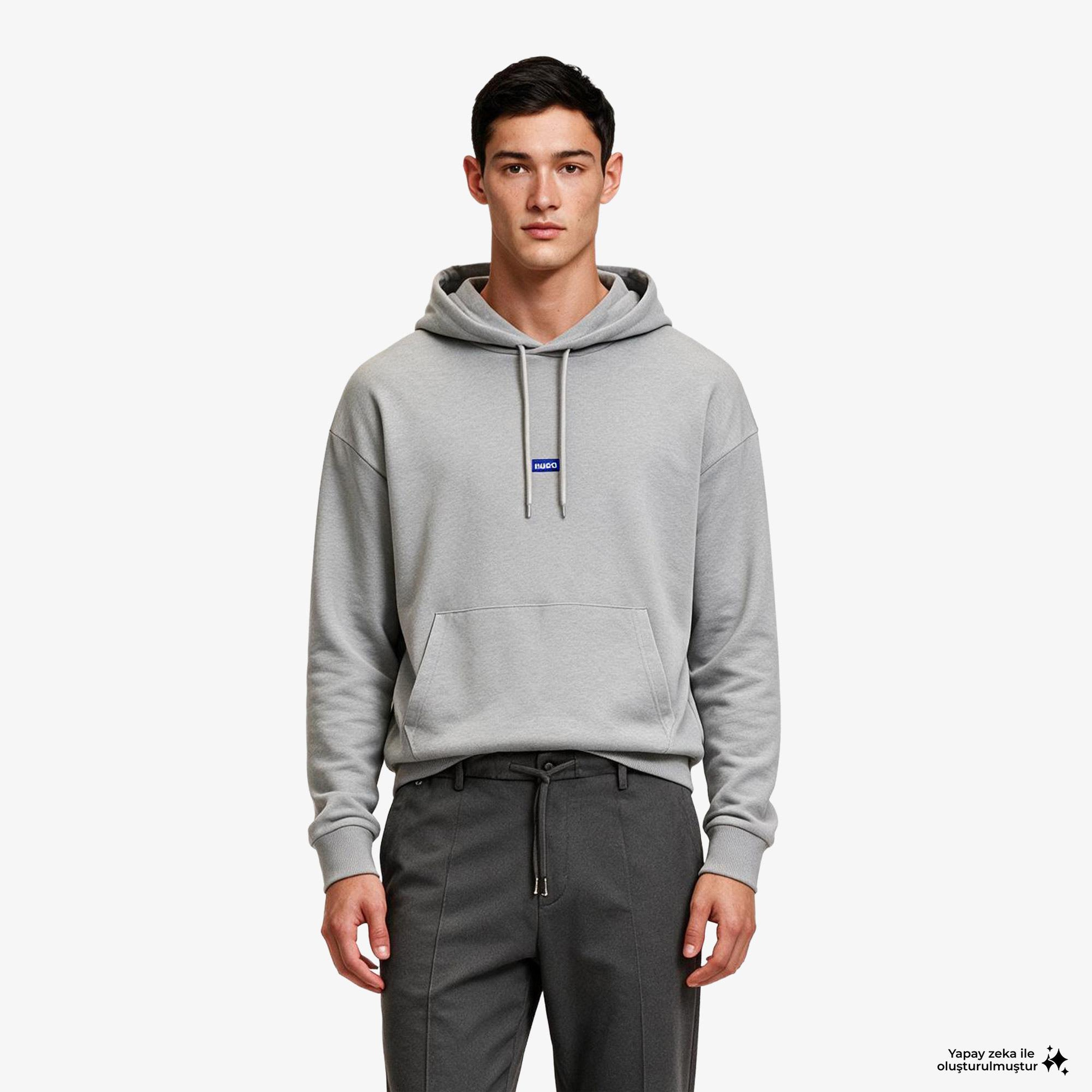 Hugo Boss Nalonso Erkek Gri Hoodie