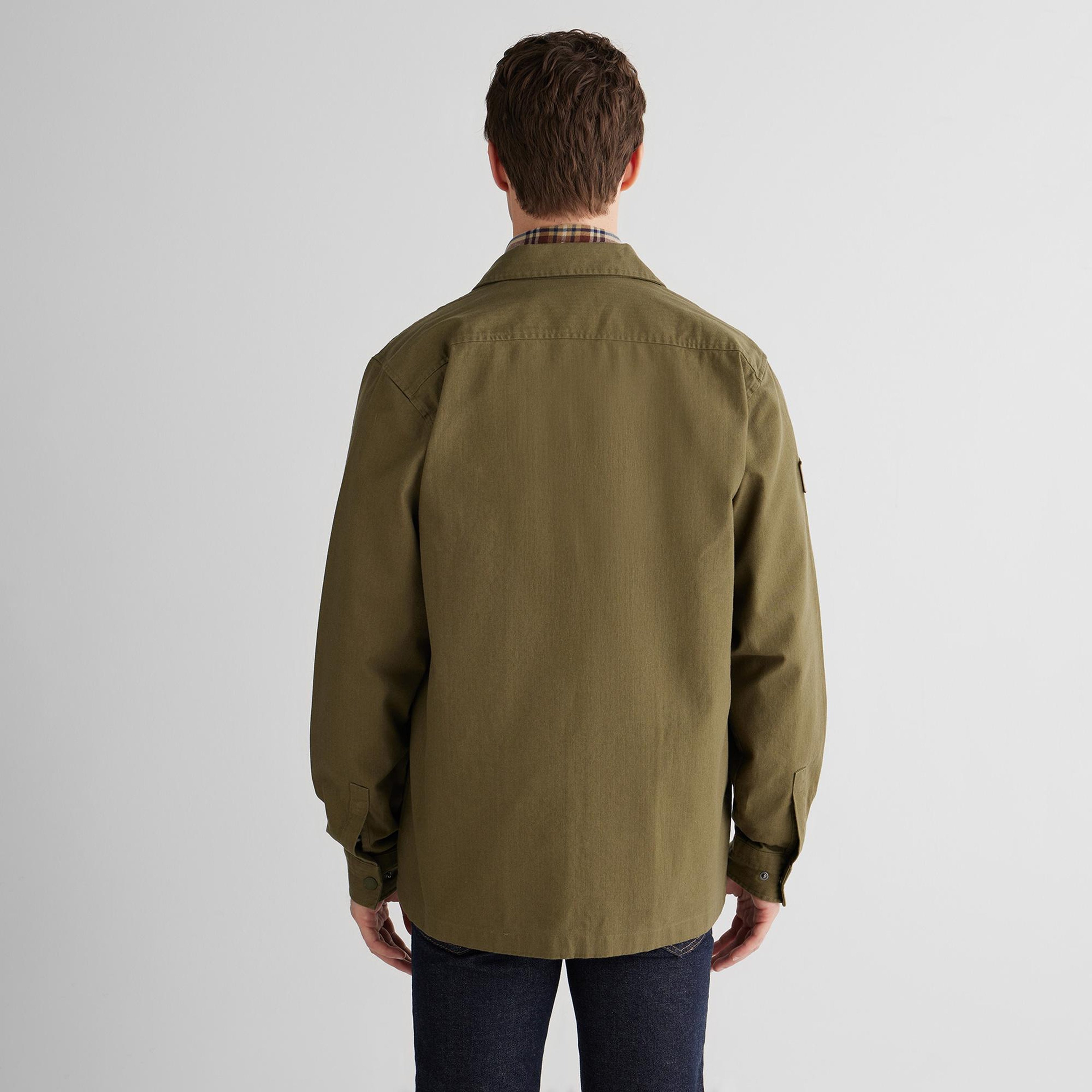 GANT Erkek Yeşil Oversize Fit Fermuarlı Logolu Gömlek