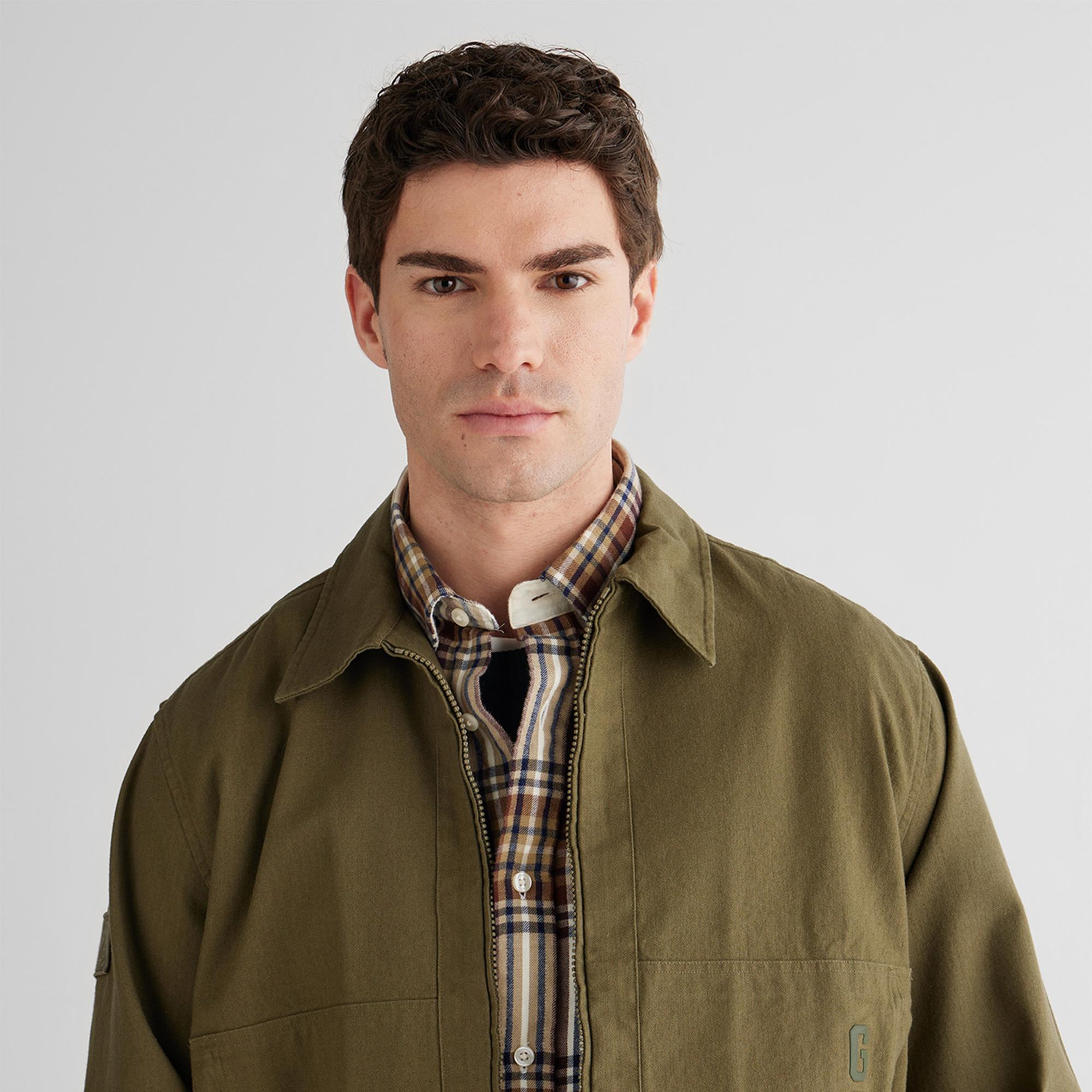GANT Erkek Yeşil Oversize Fit Fermuarlı Logolu Gömlek
