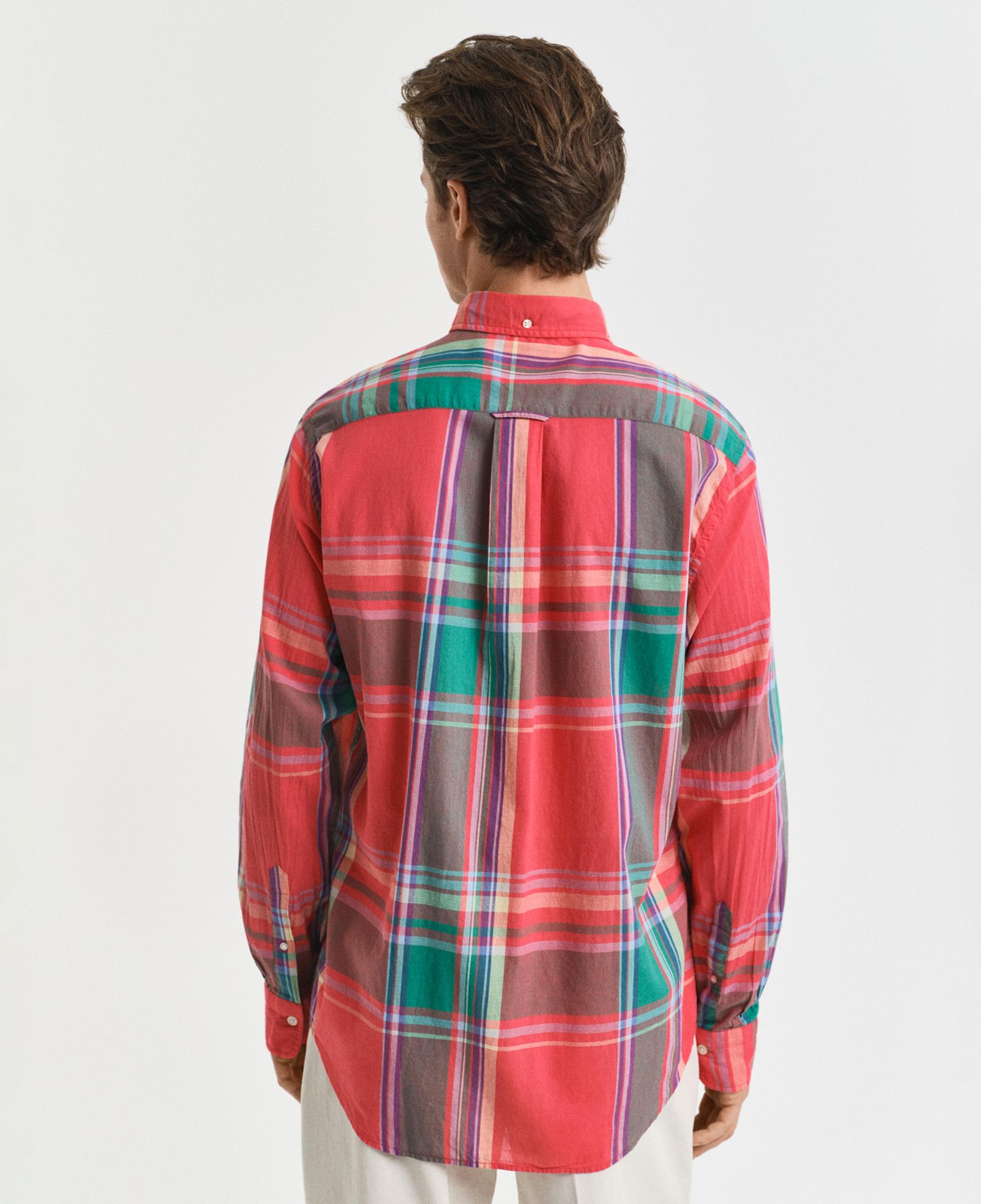 GANT Erkek Kırmızı Regular Fit Düğmeli Yaka Kareli Gömlek