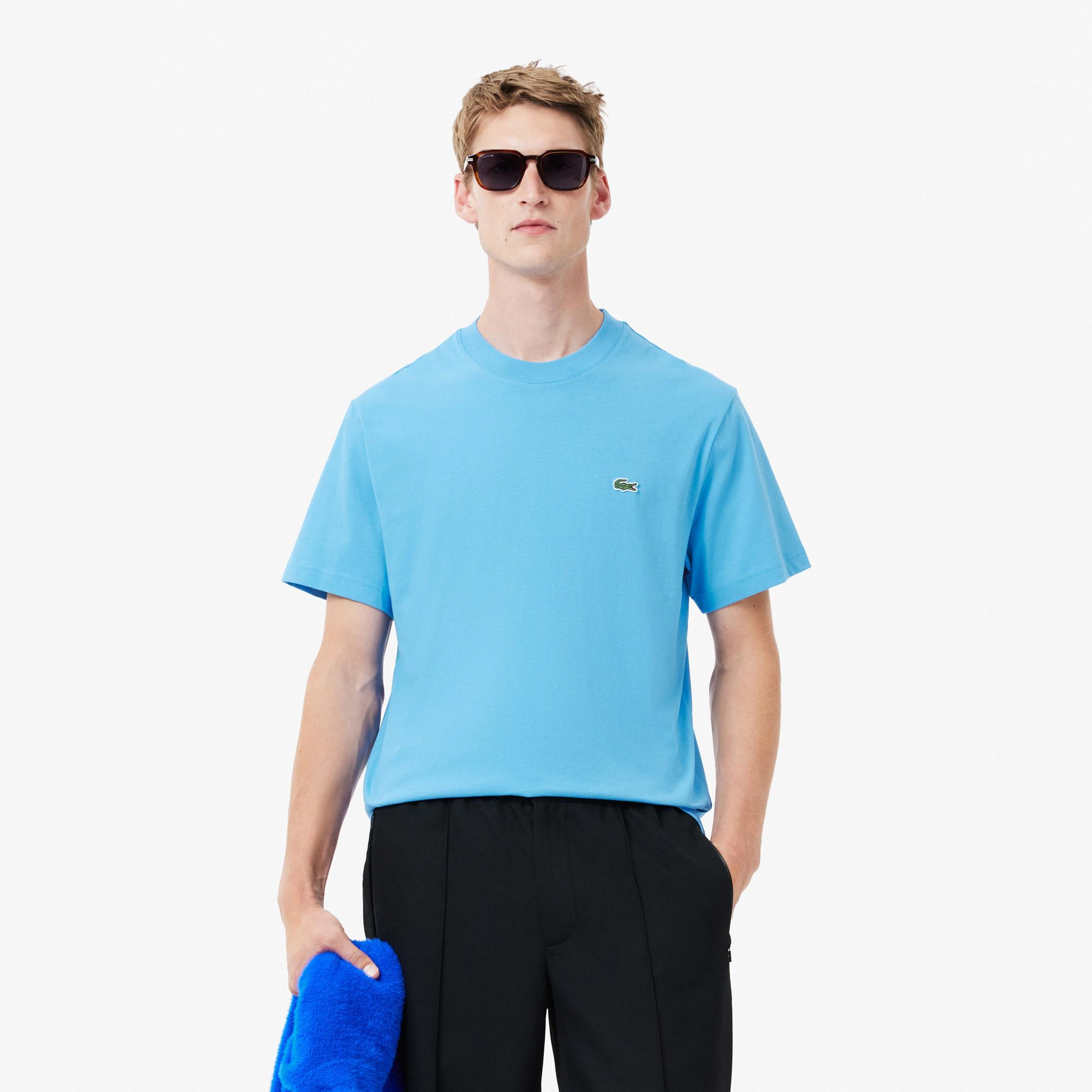 Erkek Classic Fit Bisiklet Yaka Mavi T-Shirt