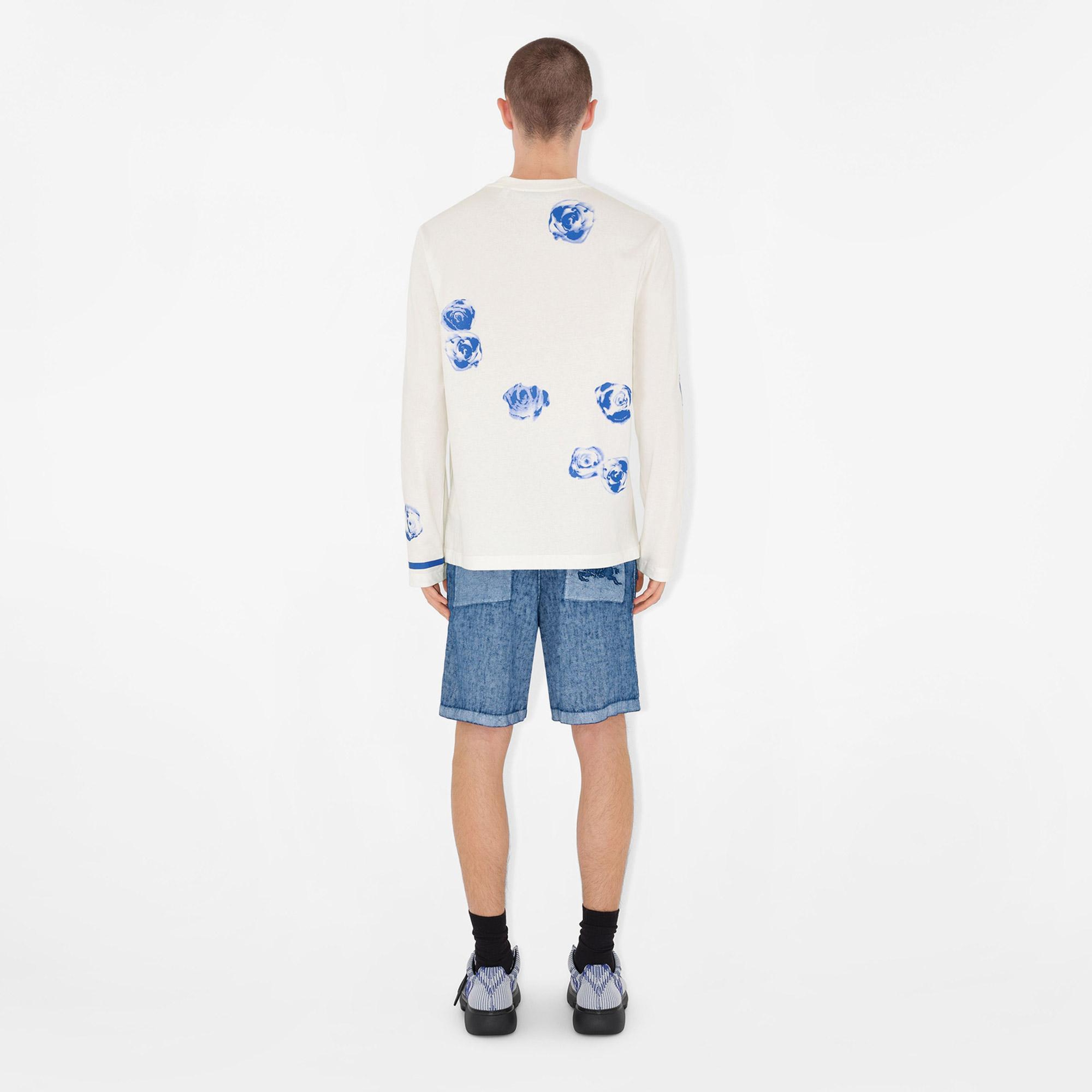 Burberry Erkek Lacivert Linen Şort