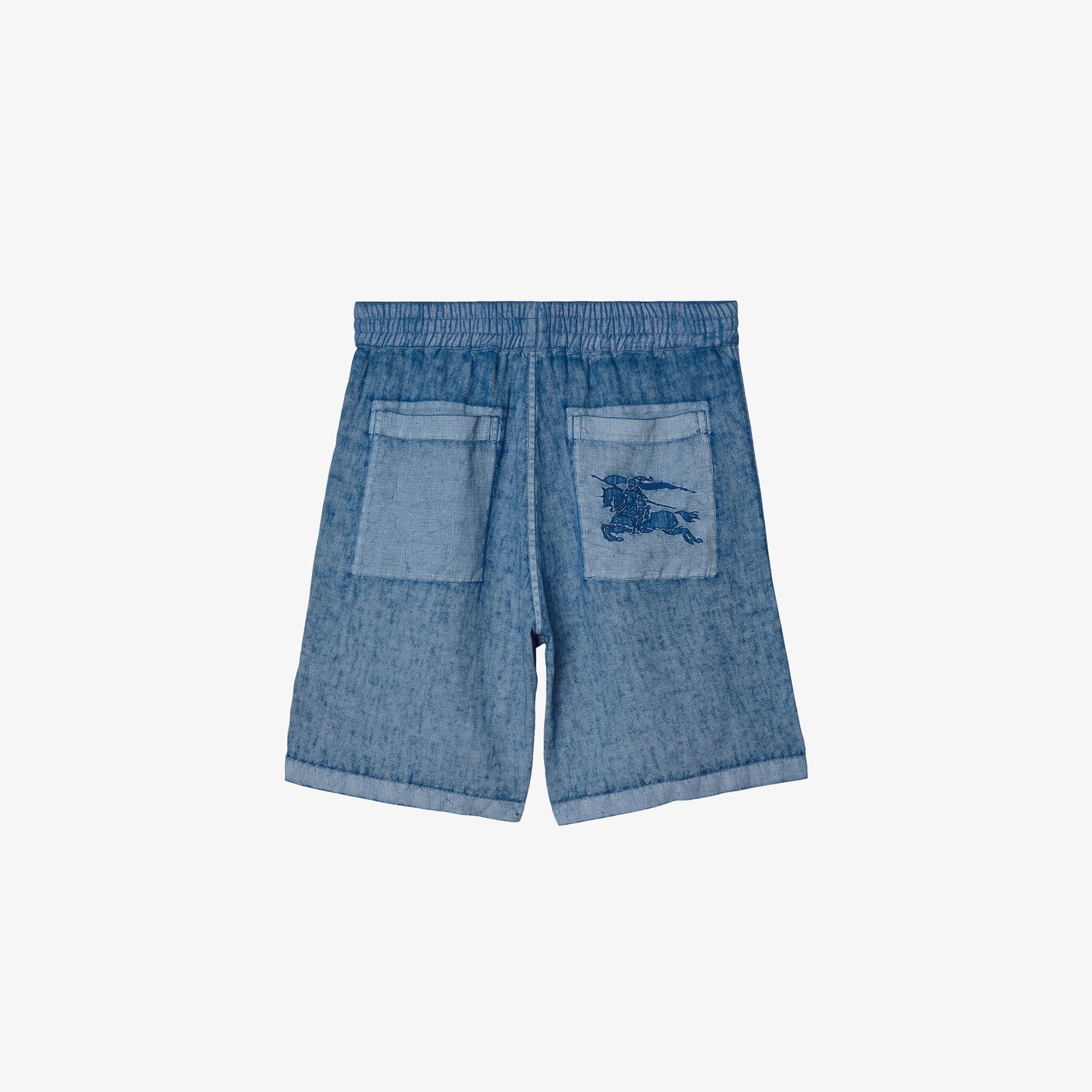 Burberry Erkek Lacivert Linen Şort