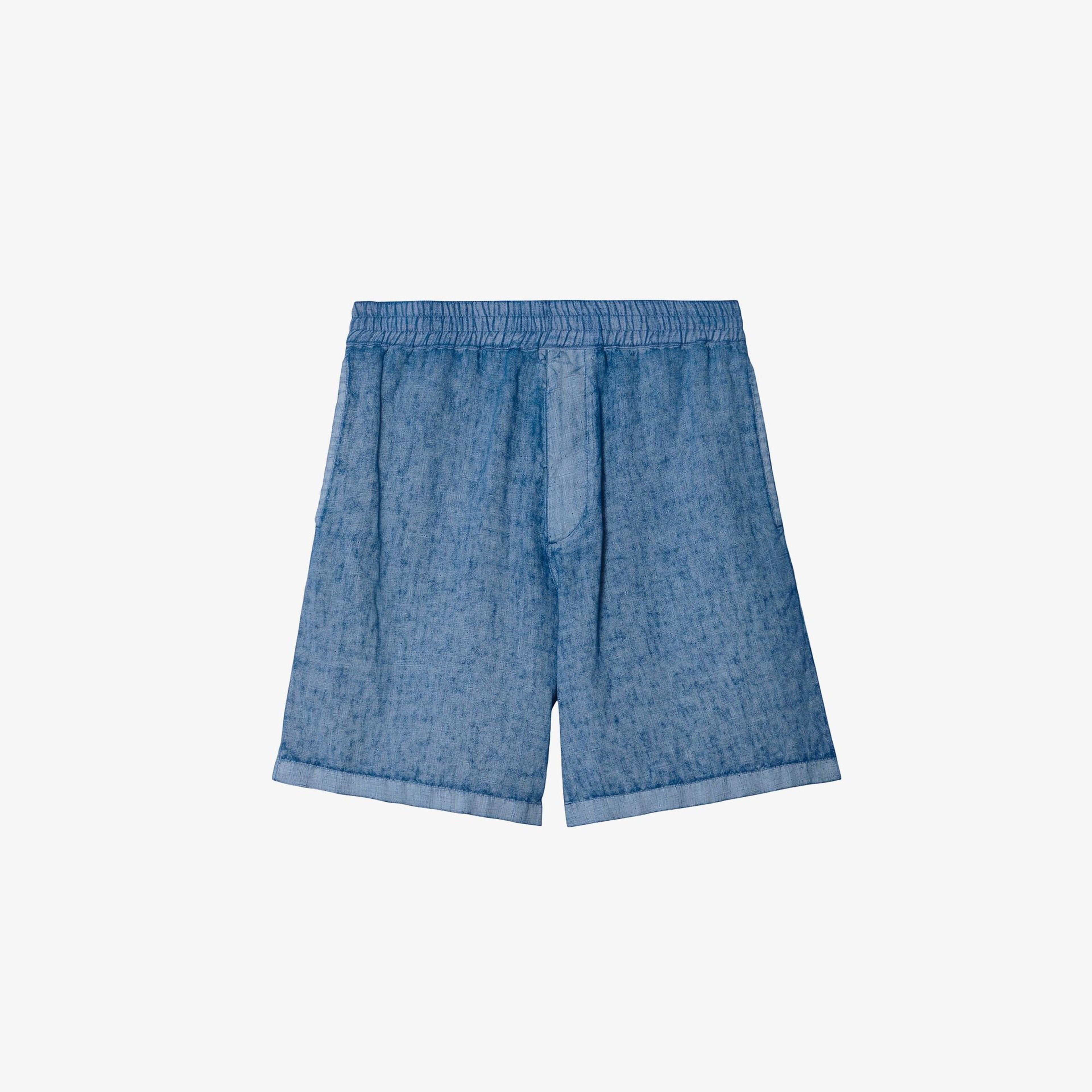 Burberry Erkek Lacivert Linen Şort