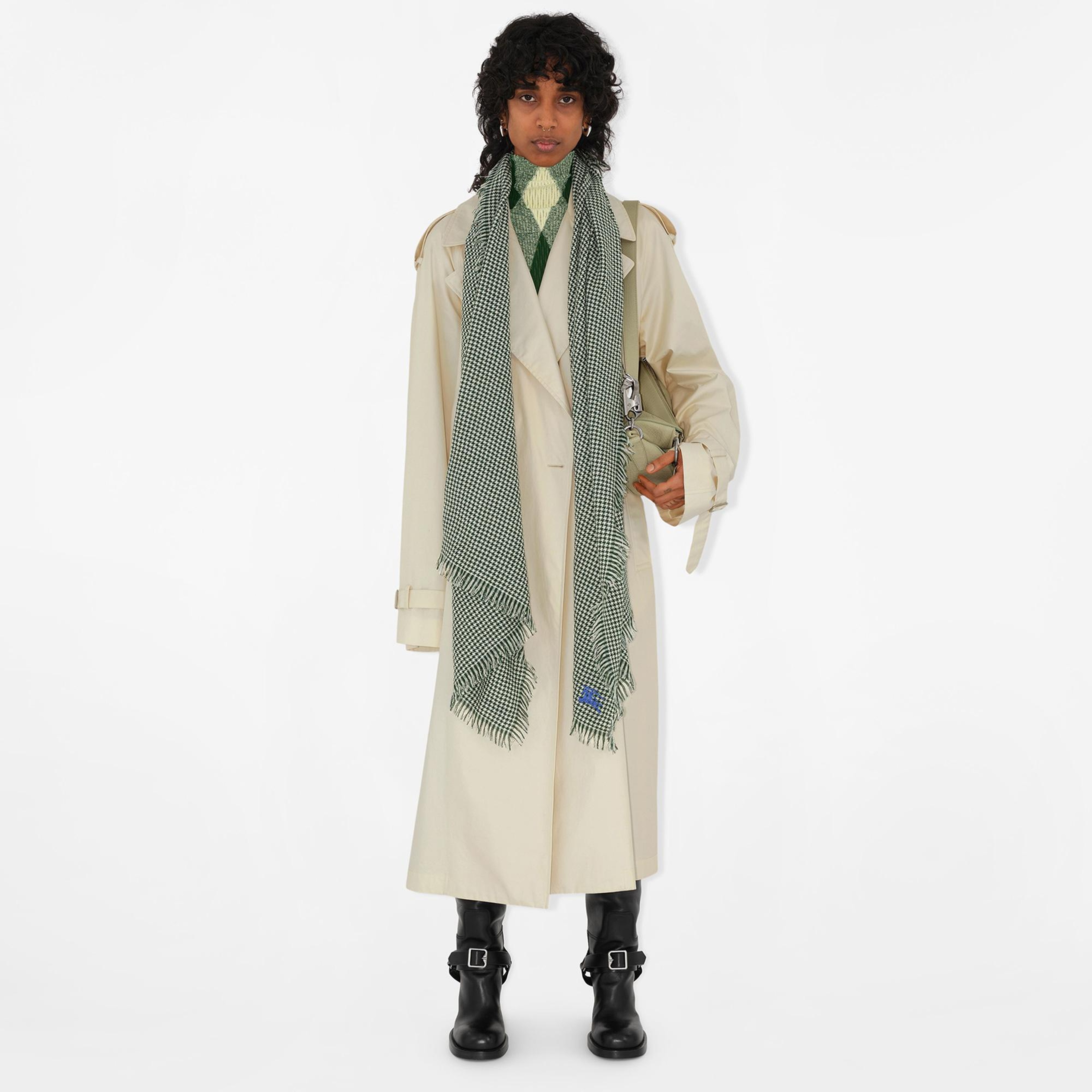Burberry Unisex Yeşil Yün Karışımlı Atkı
