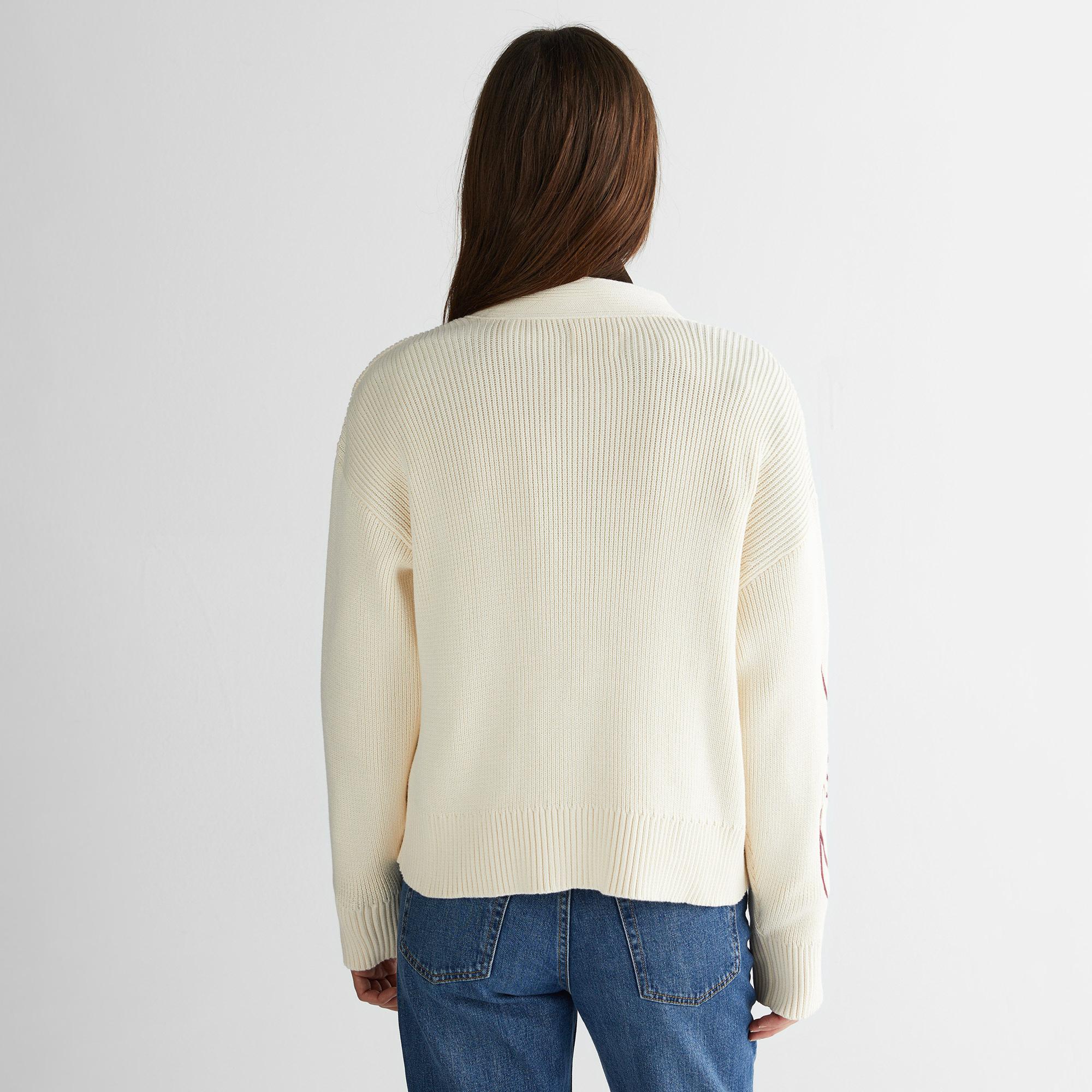 GANT Kadın Krem Relaxed Fit Triko Hırka